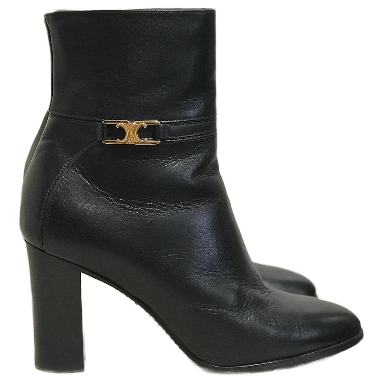 Céline CELINE Ankle boots T.eu 36.5 Leather Black ref.859804