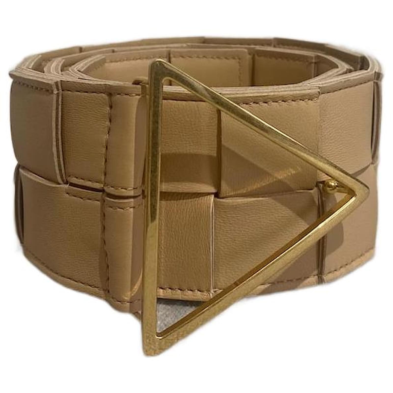 Triangular Reversible Leather Belt in Green - Bottega Veneta
