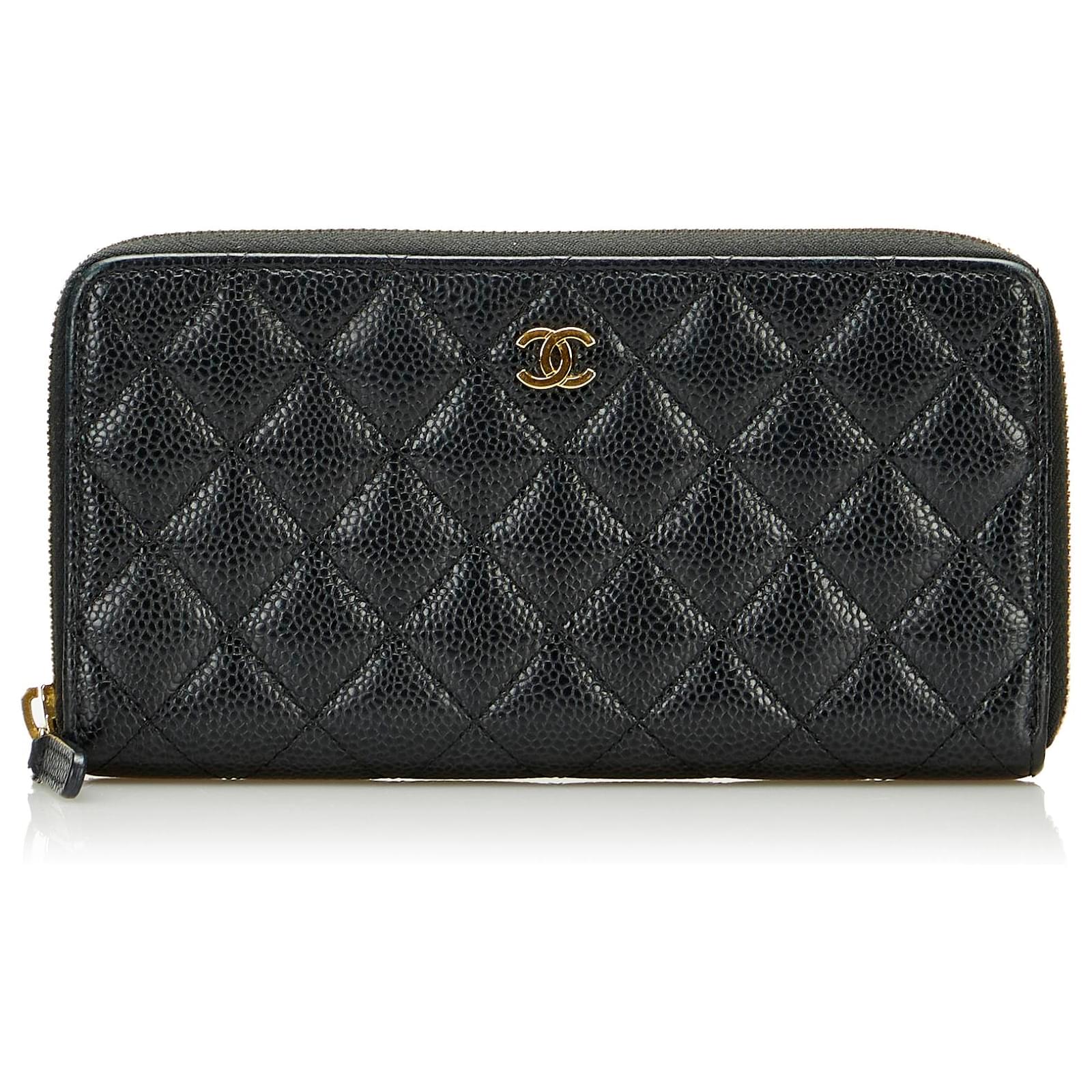 Chanel Black Caviar Zip Around Wallet Q6A2TK0FKB013