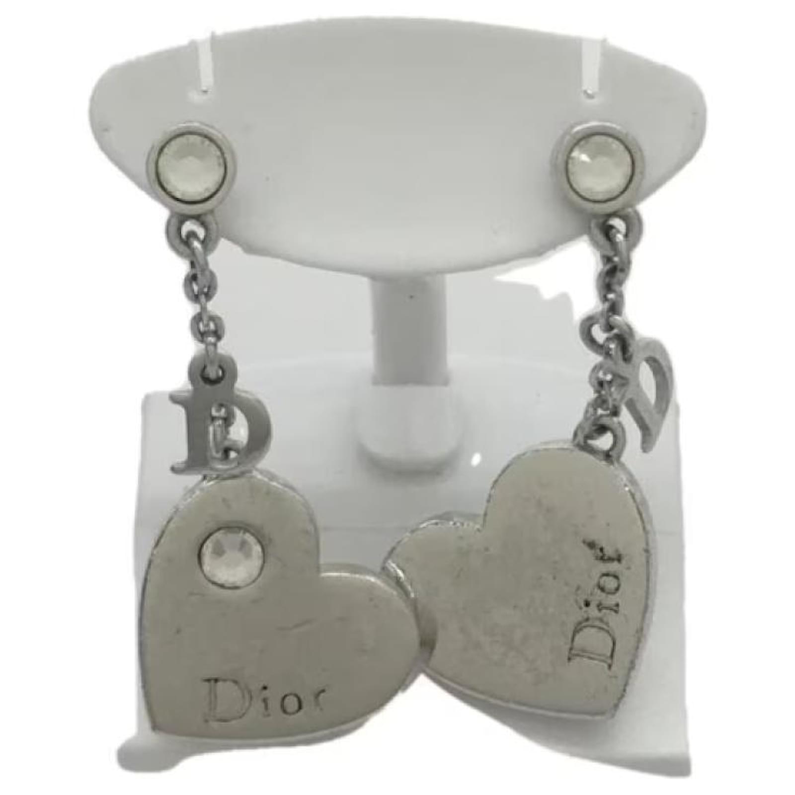 Christian Dior Heart Motif Earrings Silver hardware ref.861424  