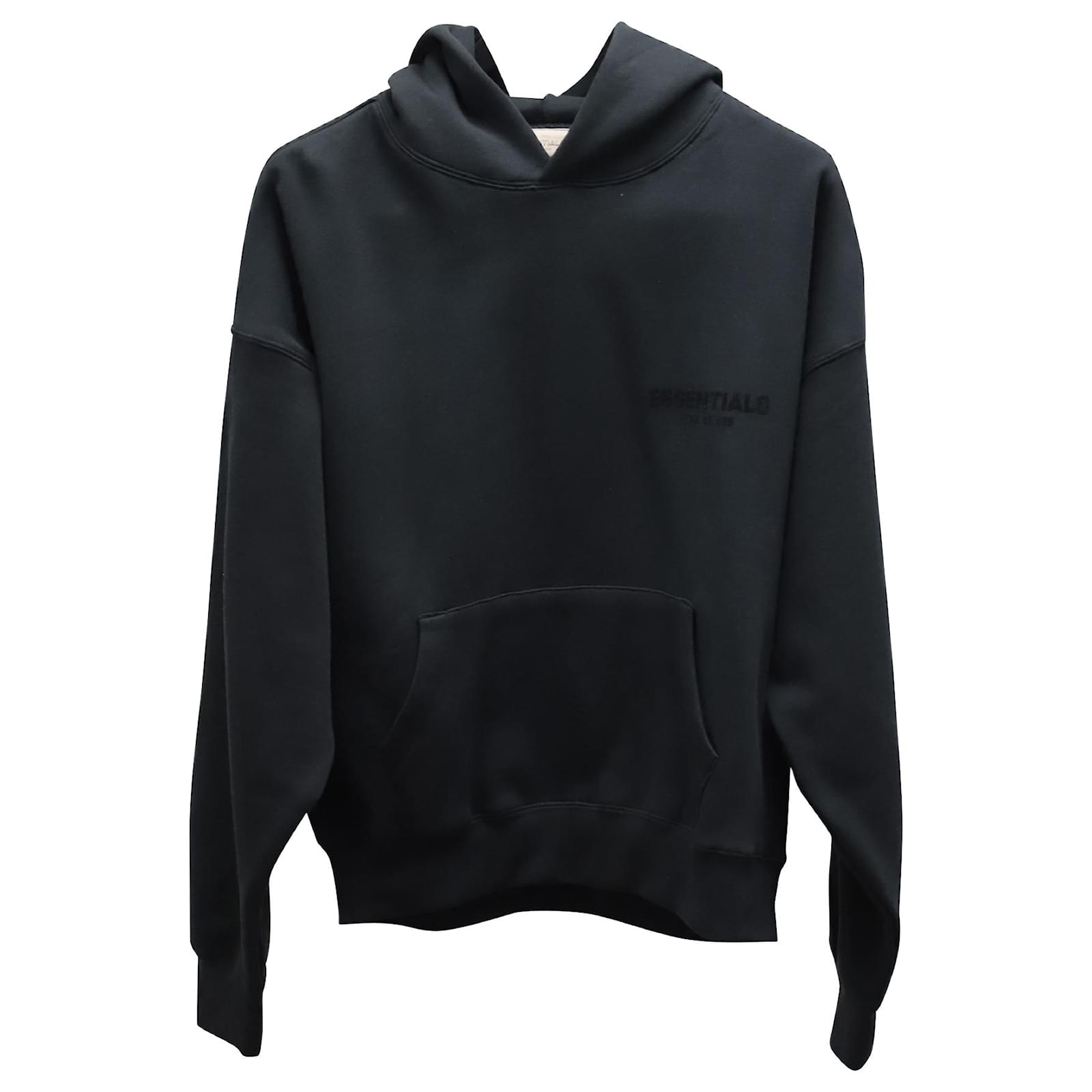 Fear Of God Essentials Logo Print Hoodie In Black Cotton Ref 861817