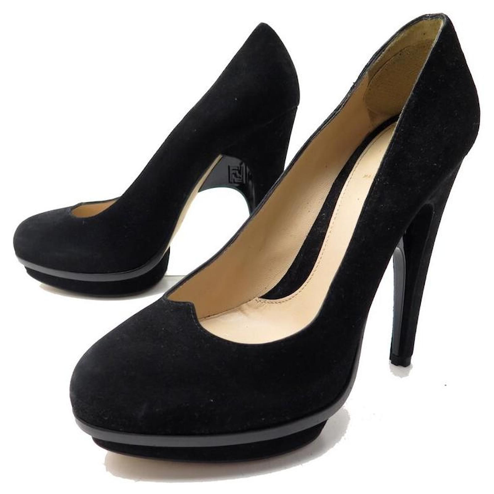 The Afega Black Suede Leather Block Heel Pump Women Shoe – Vinci Leather  Shoes