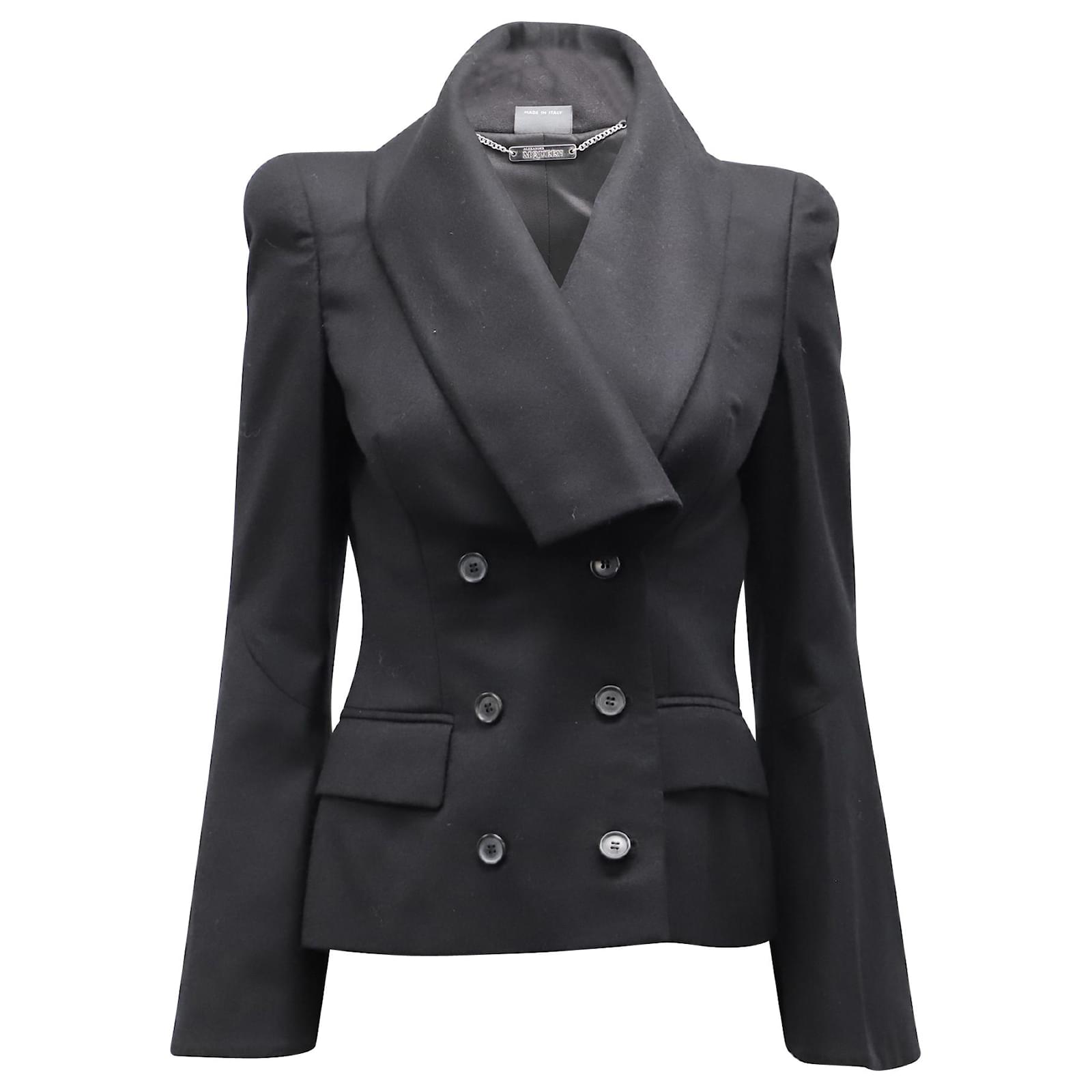 Alexander McQueen lined Breasted Jacket in Black Cashmere Wool ref ...
