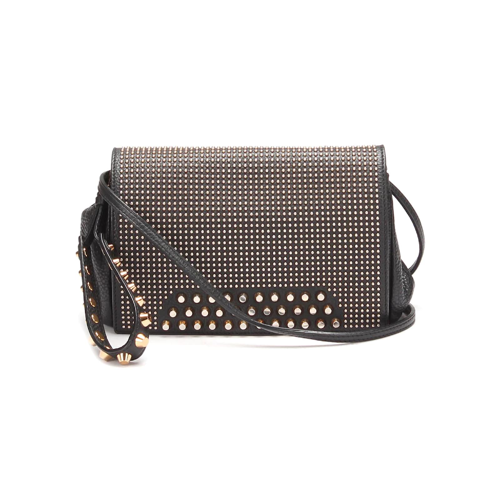 MCM Black Studded Leather Crossbody Bag Pony-style calfskin ref