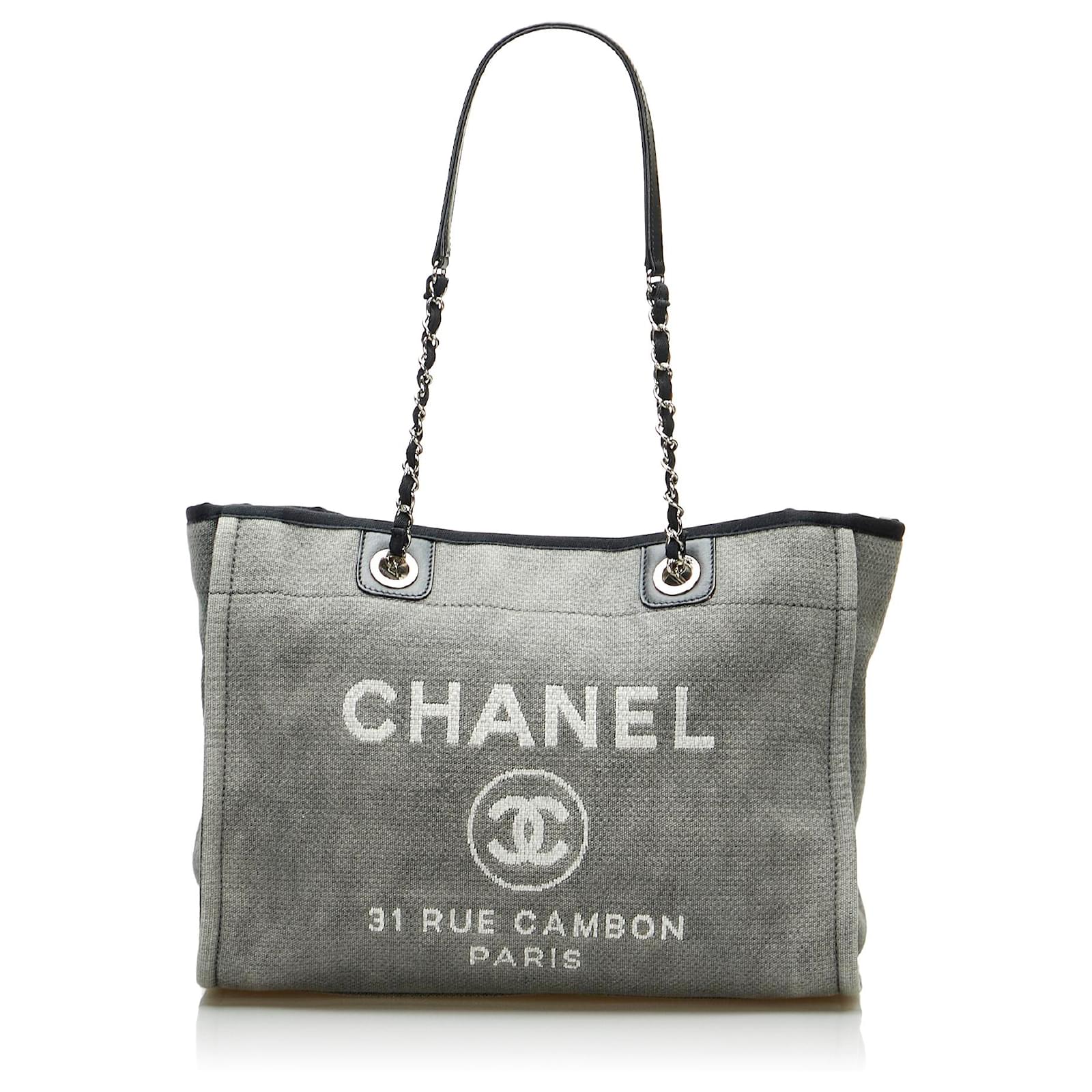 Chanel Gray Small Deauville Tote Bag Grey Cloth Cloth ref.863268 - Joli  Closet