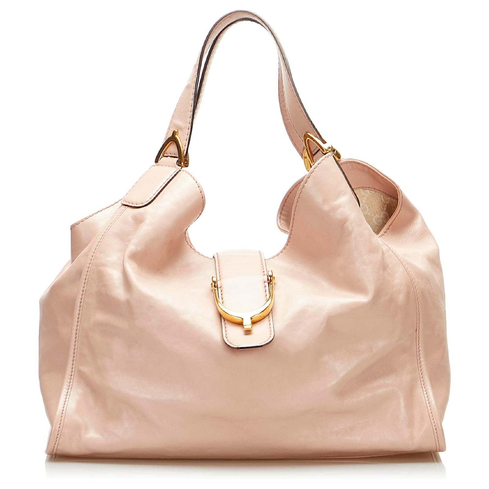 Soft stirrup light pink crocodile shoulder bag gucci store