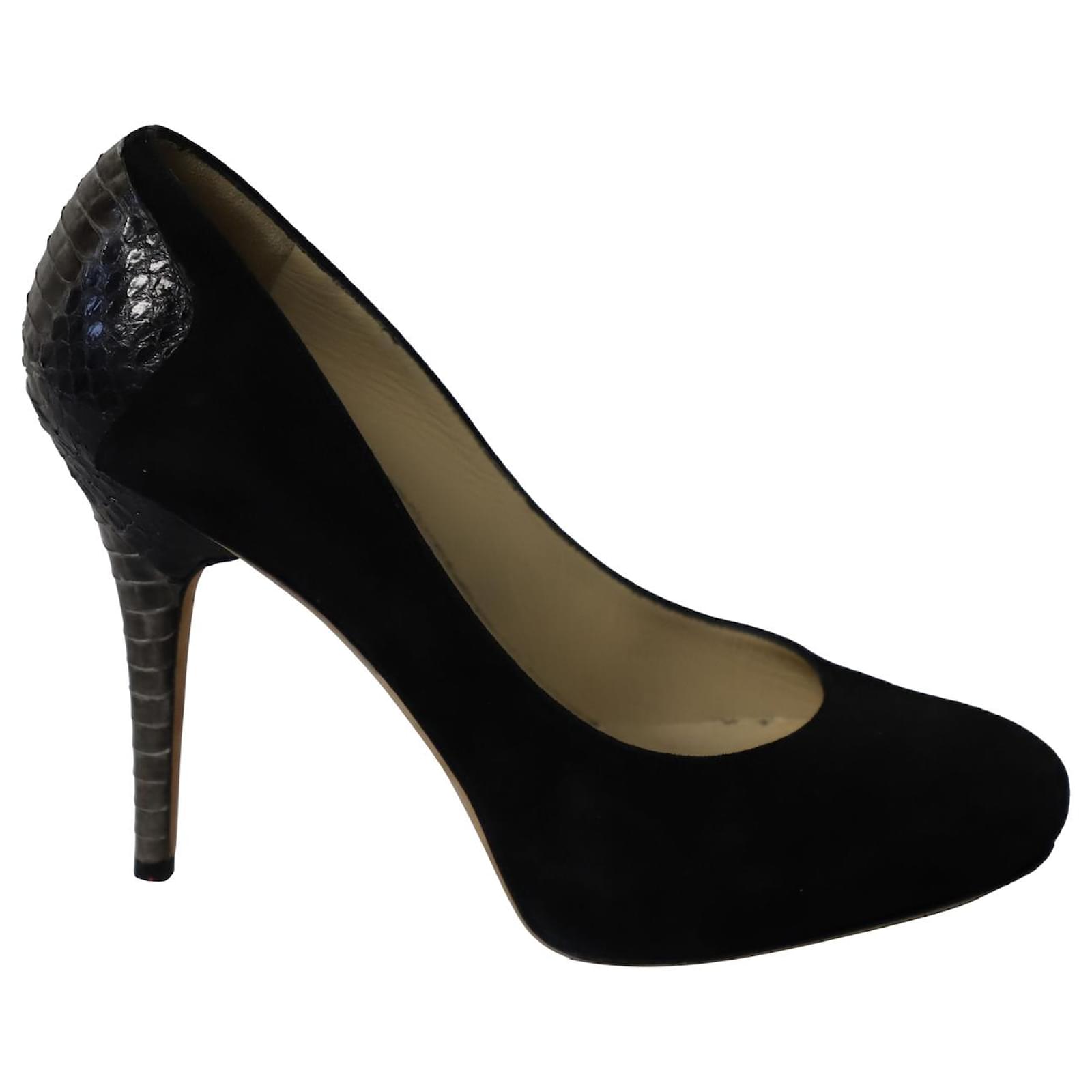 Jimmy Choo Escarpins à talon arrière effet peau de serpent en daim