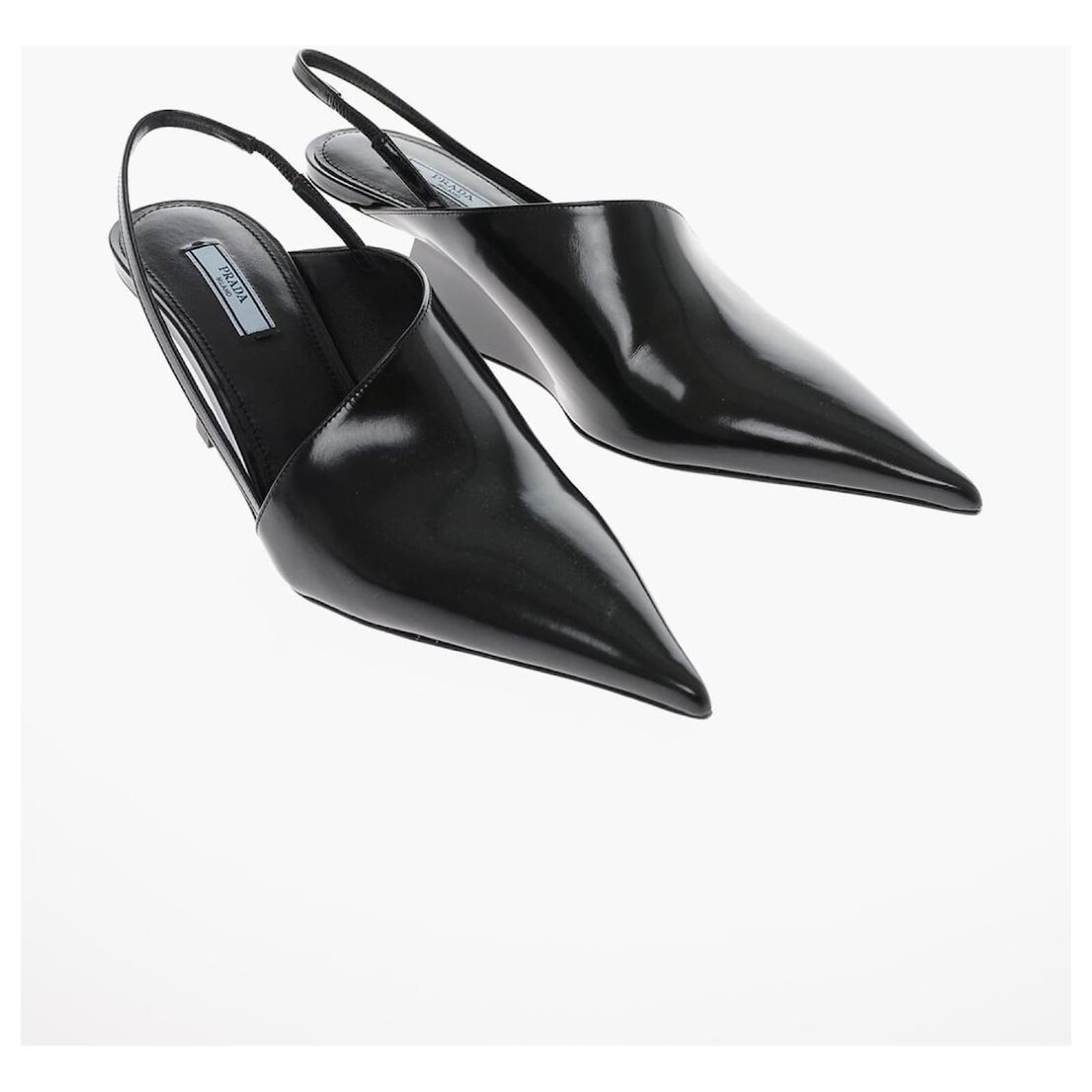 Leather Slingback Pumps in Black - Prada