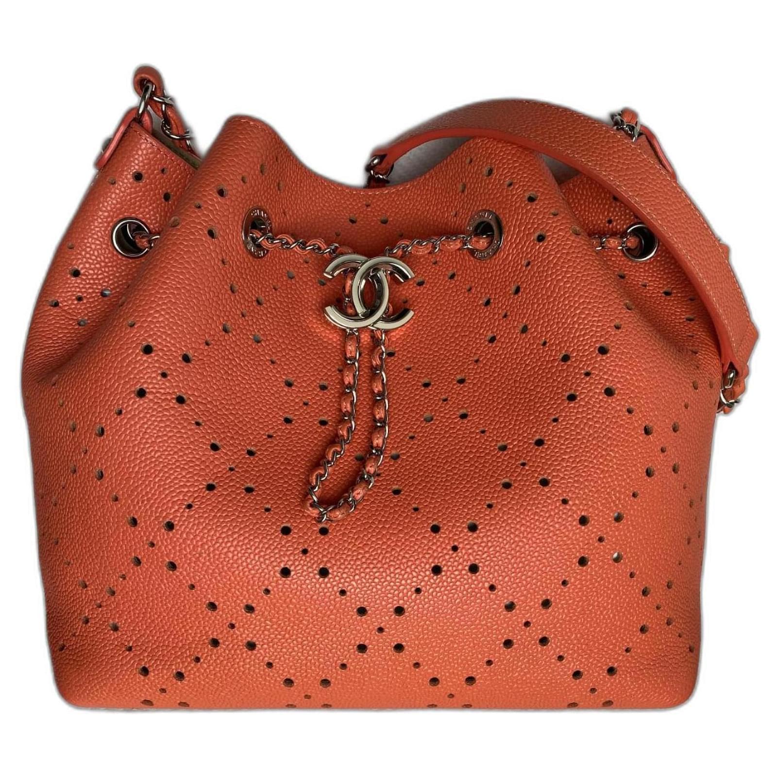 Chanel draw string bag Coral Leather ref.863846 - Joli Closet