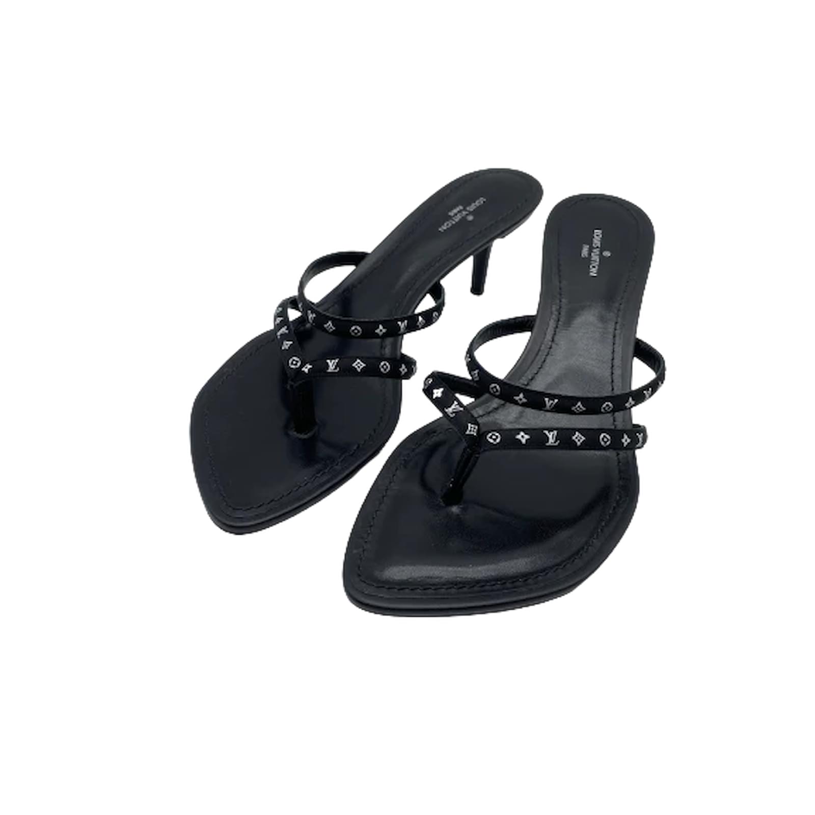 LOUIS VUITTON Sandals T.EU 37.5 Leather Black ref.864000 - Joli Closet