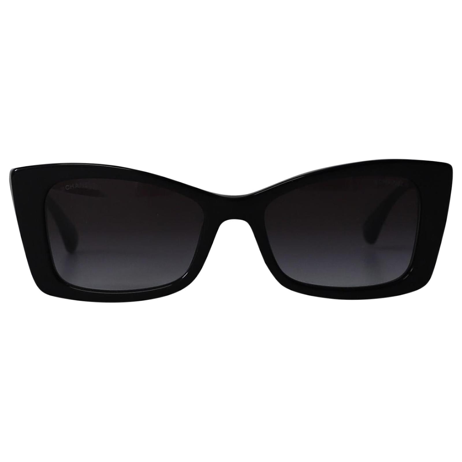 Chanel 5430 Gradient Rectangular Sunglasses in Black Acetate