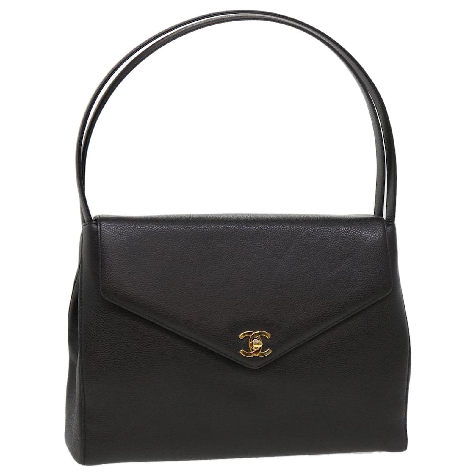 Handbags Chanel Chanel Shoulder Bag Caviar Skin Black CC Auth am4067