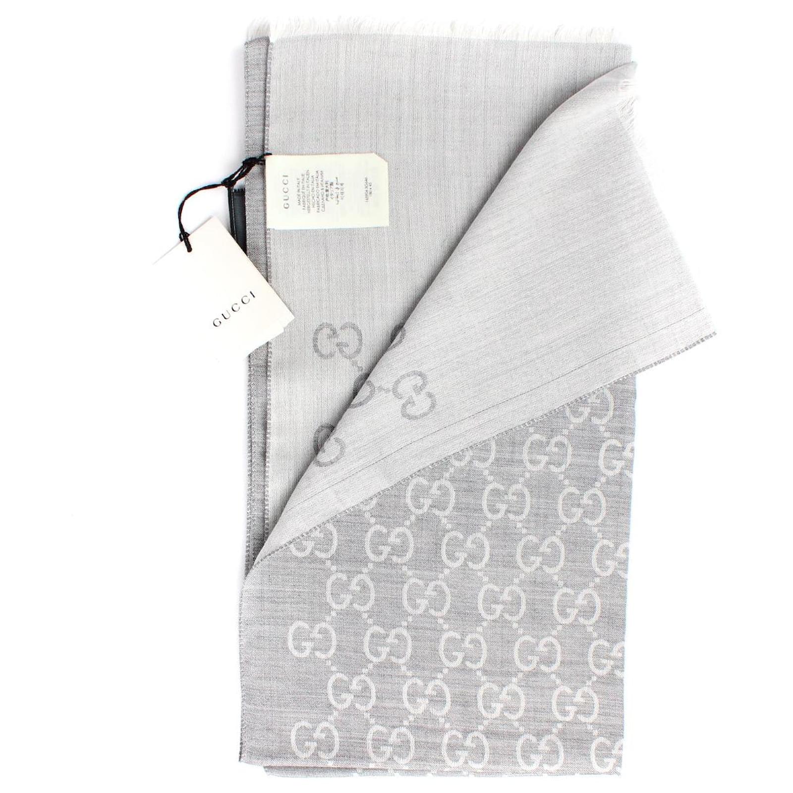 Gucci Wool GG Logo Pattern Scarf Black/Grey in Wool - US