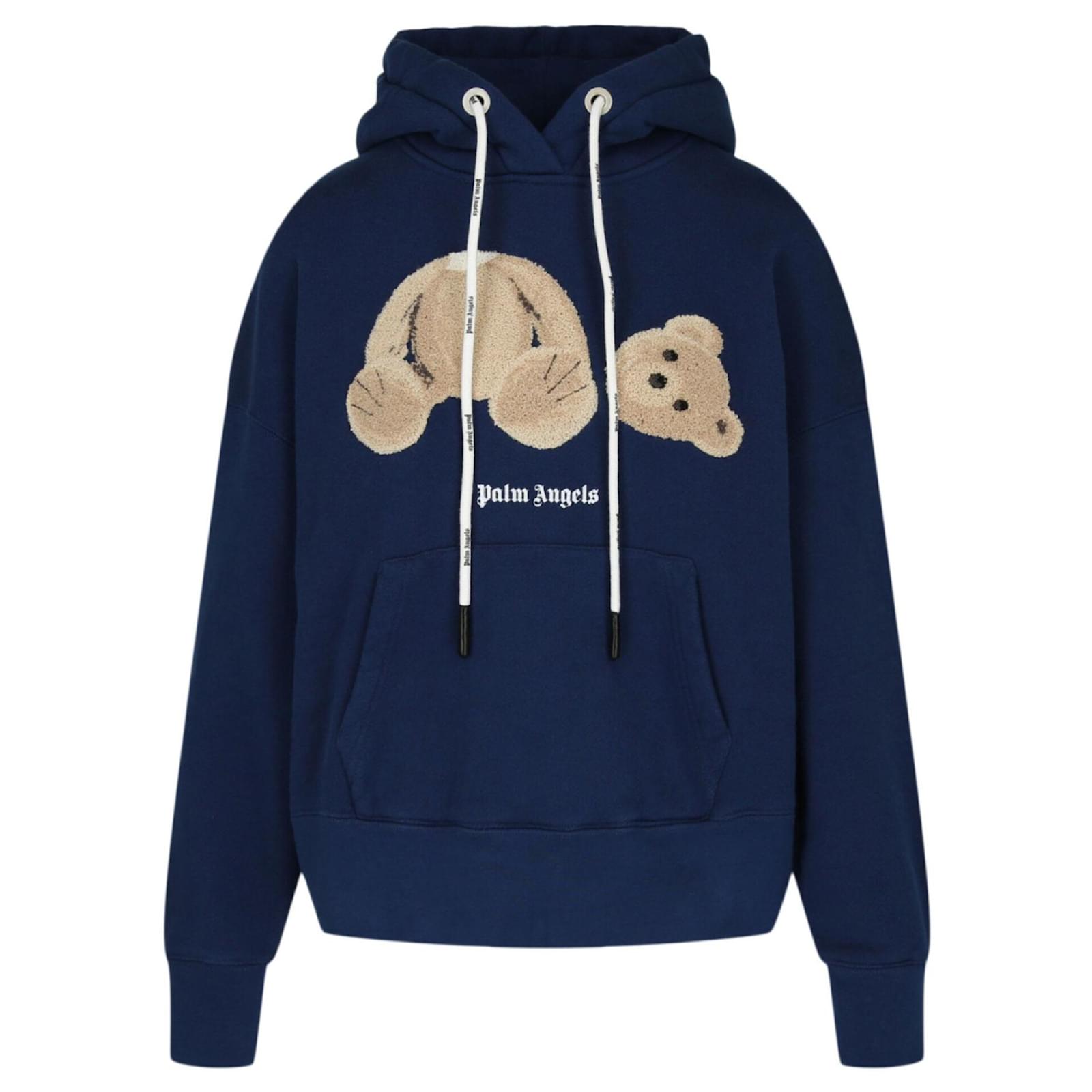 Navy Blue Palm Angels Hoodie Palm Angels Hoodie Teddy Bear Blue