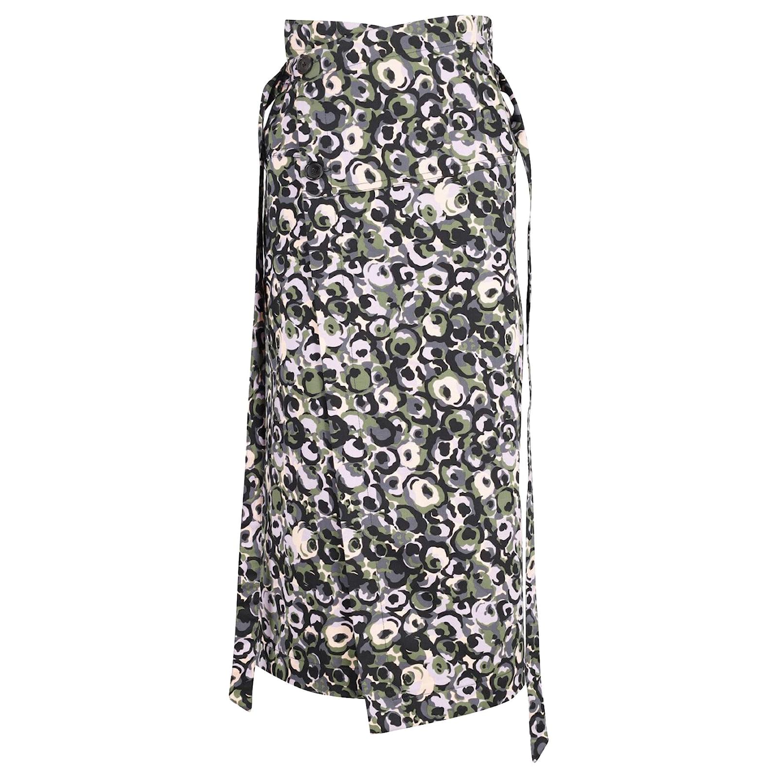 Marni Printed Wrap Midi Skirt in Multicolor Cotton Multiple colors