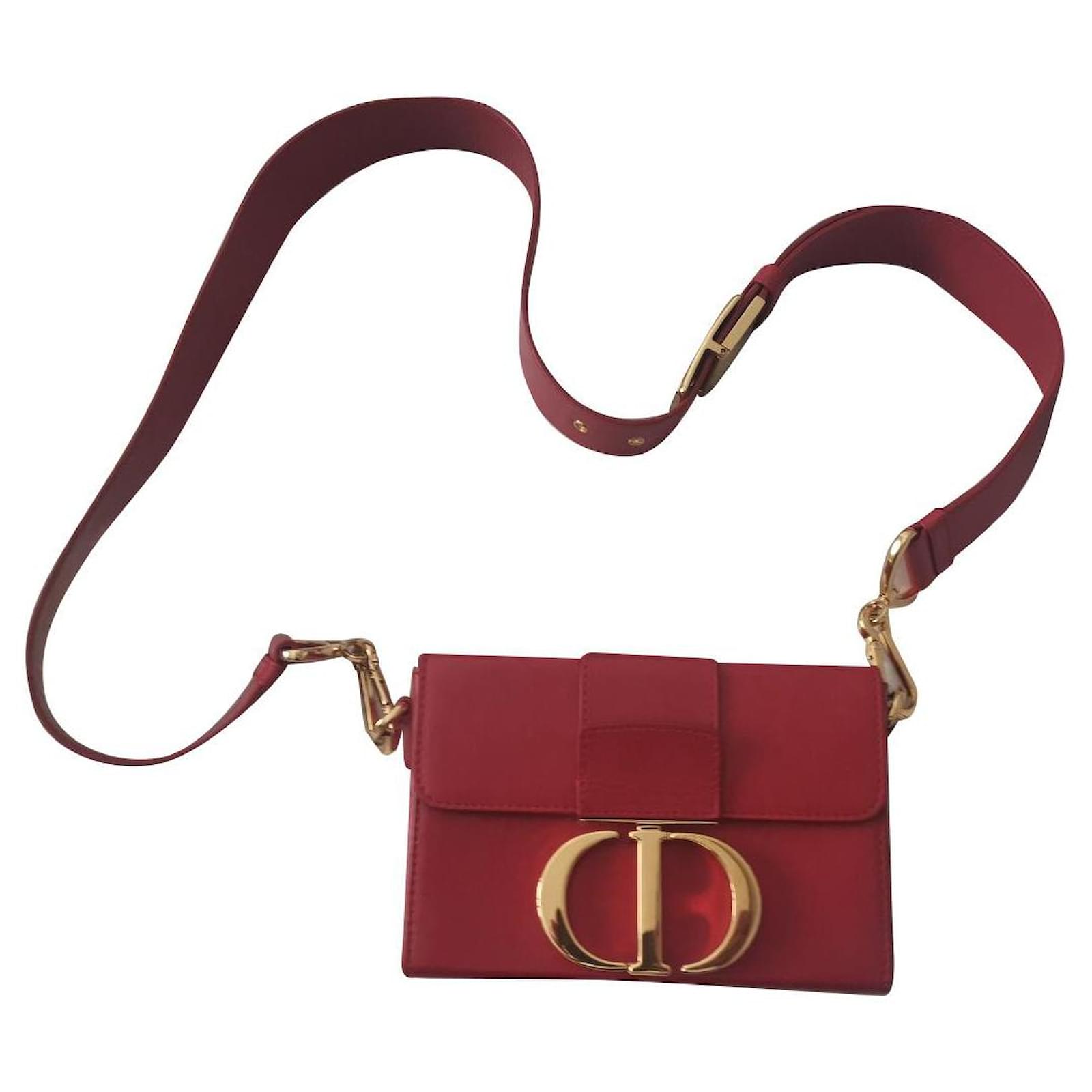 Dior Crackled Lambskin 30 Montaigne Box Bag Red Leather ref.869147 - Joli  Closet