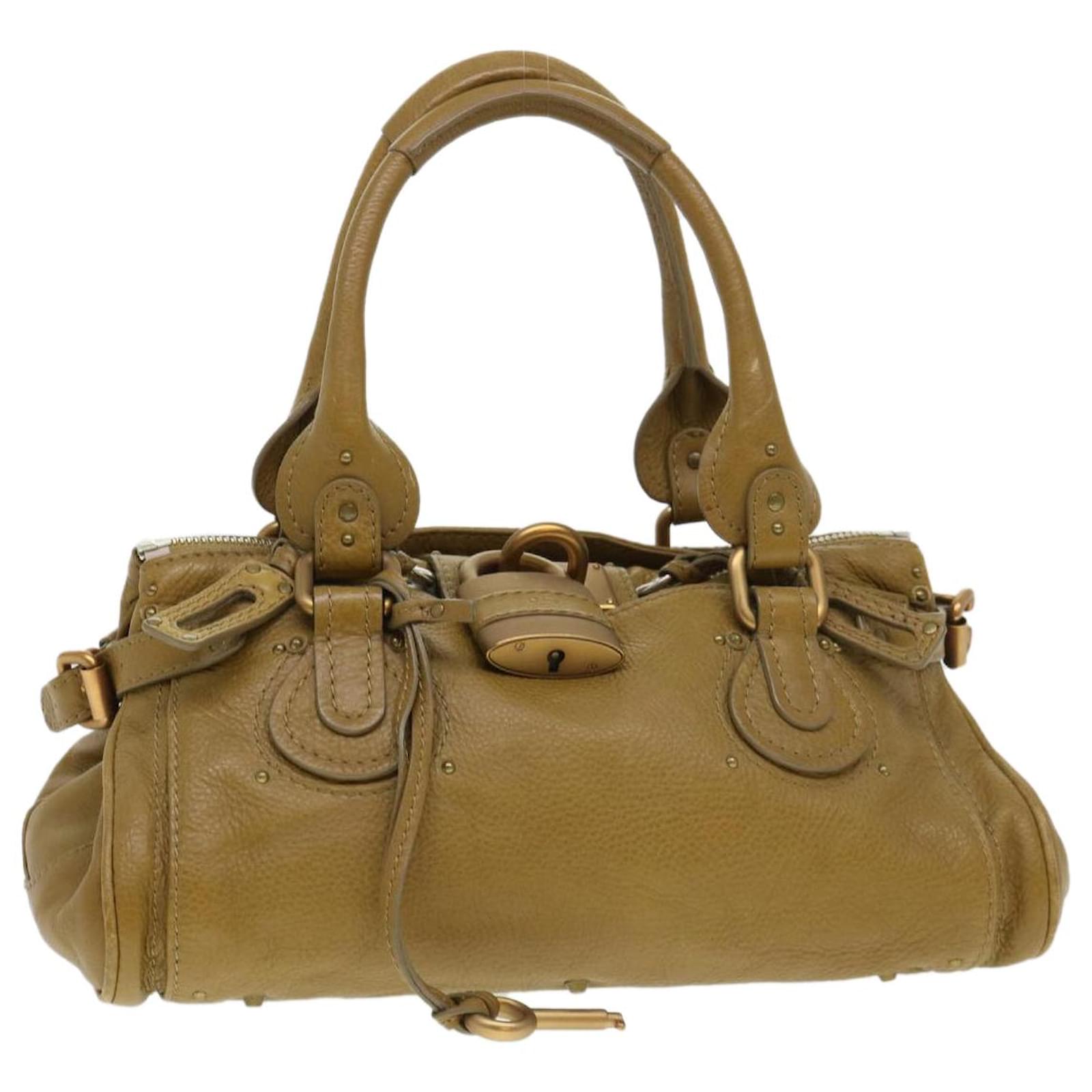 Chloé Chloe Paddington Hand Bag Leather Beige 03 06 51 5366 auth