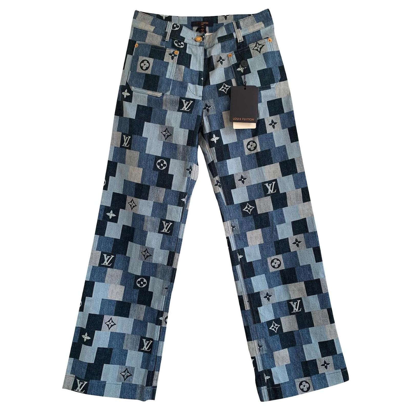 Louis Vuitton Pants, leggings Blue Cotton ref.869542 - Joli Closet