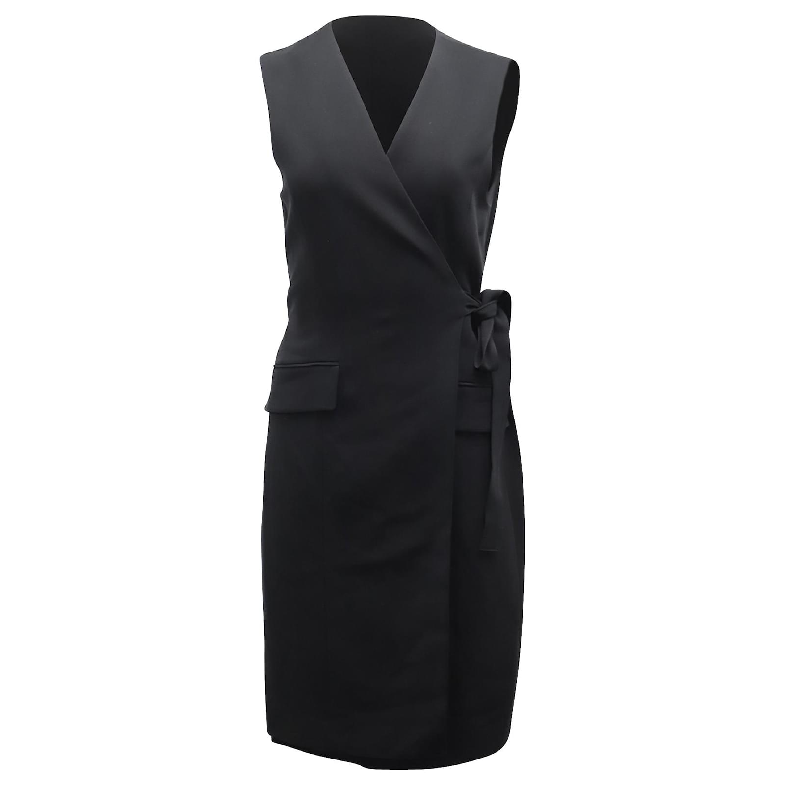 Theory Sleeveless Wrap Dress in Black Triacetate Synthetic ref.869815 ...