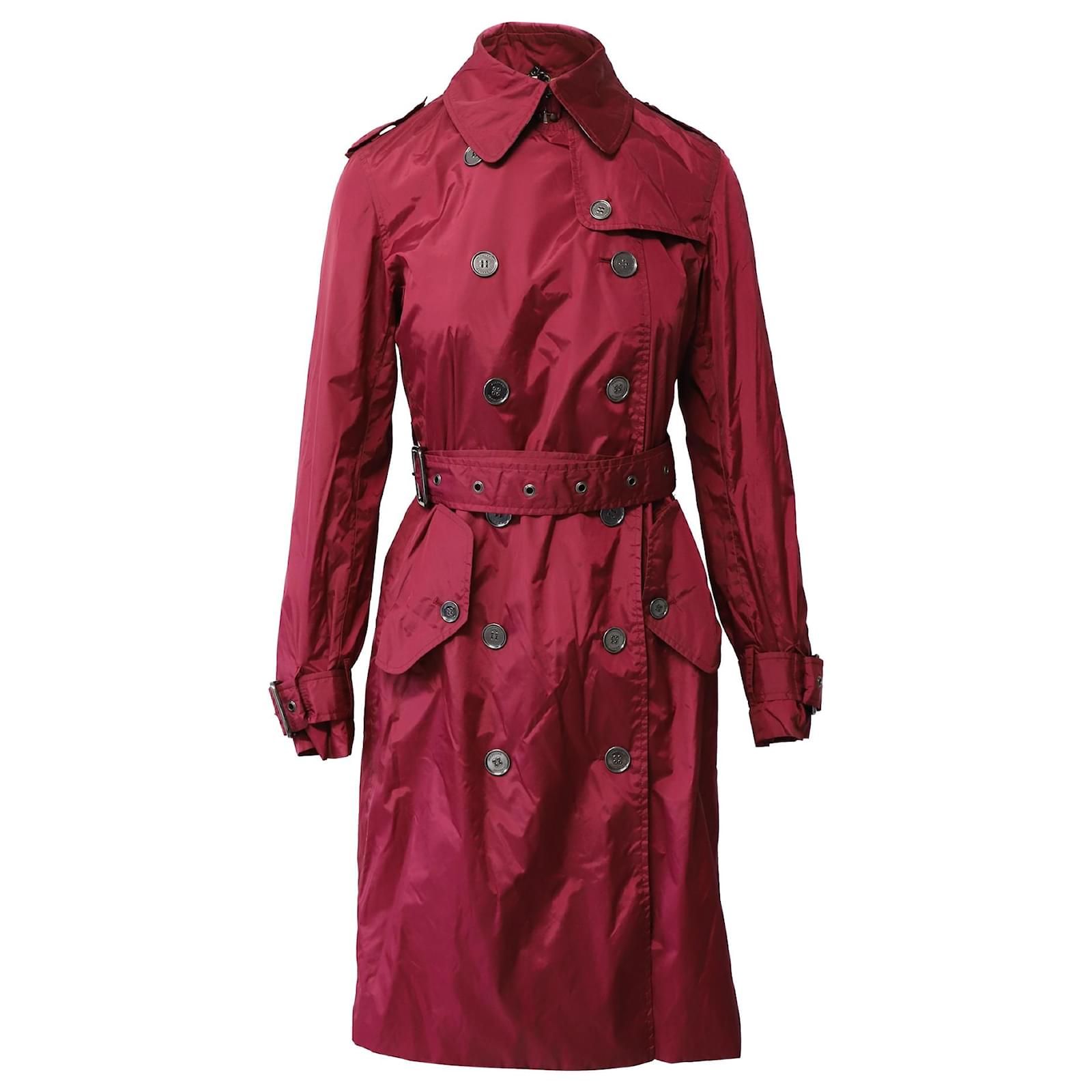 Trench coat impermeabile Burberry in poliammide viola prugna - Main Image