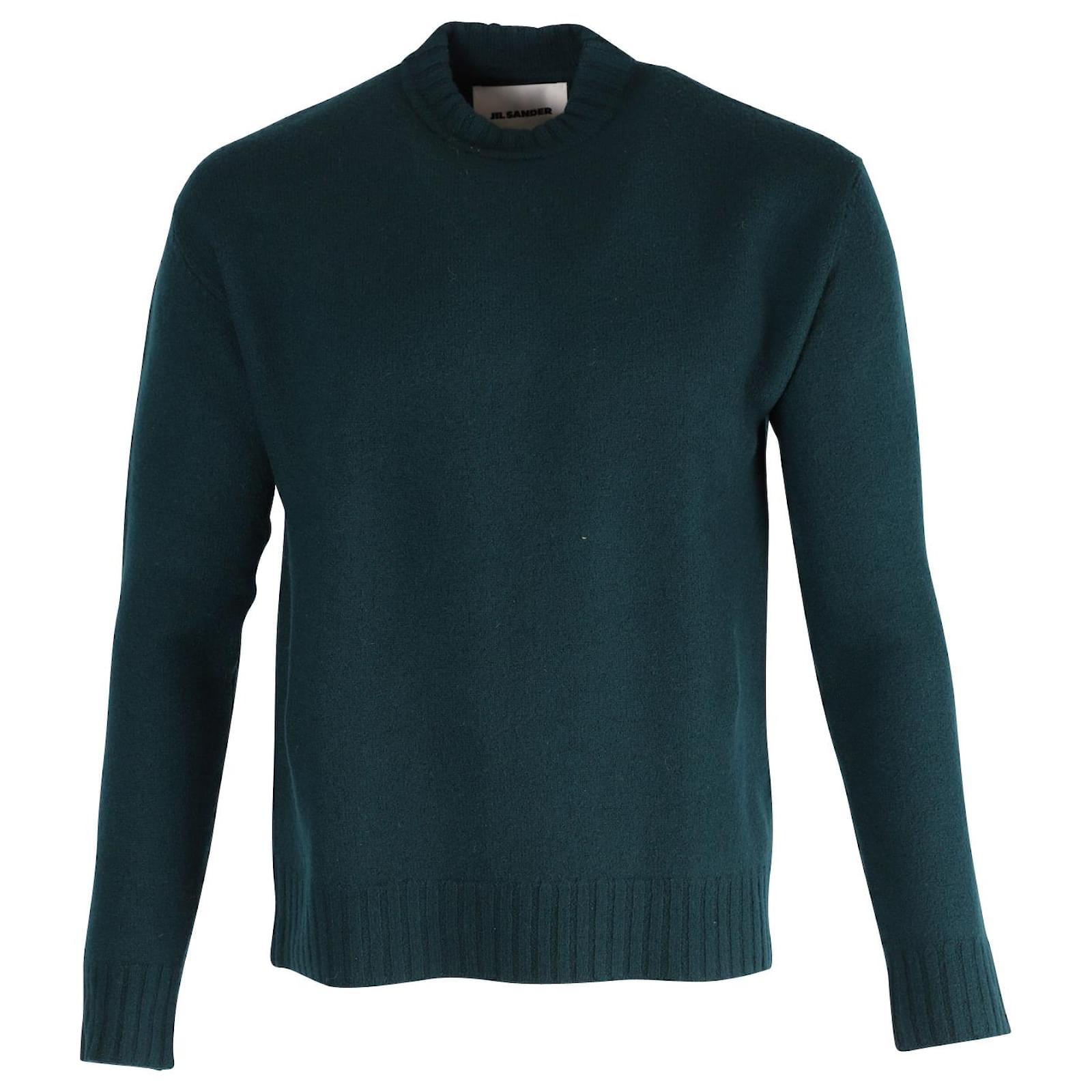 Jil Sander Crewneck Long Sleeve Sweater in Green Wool ref.870019