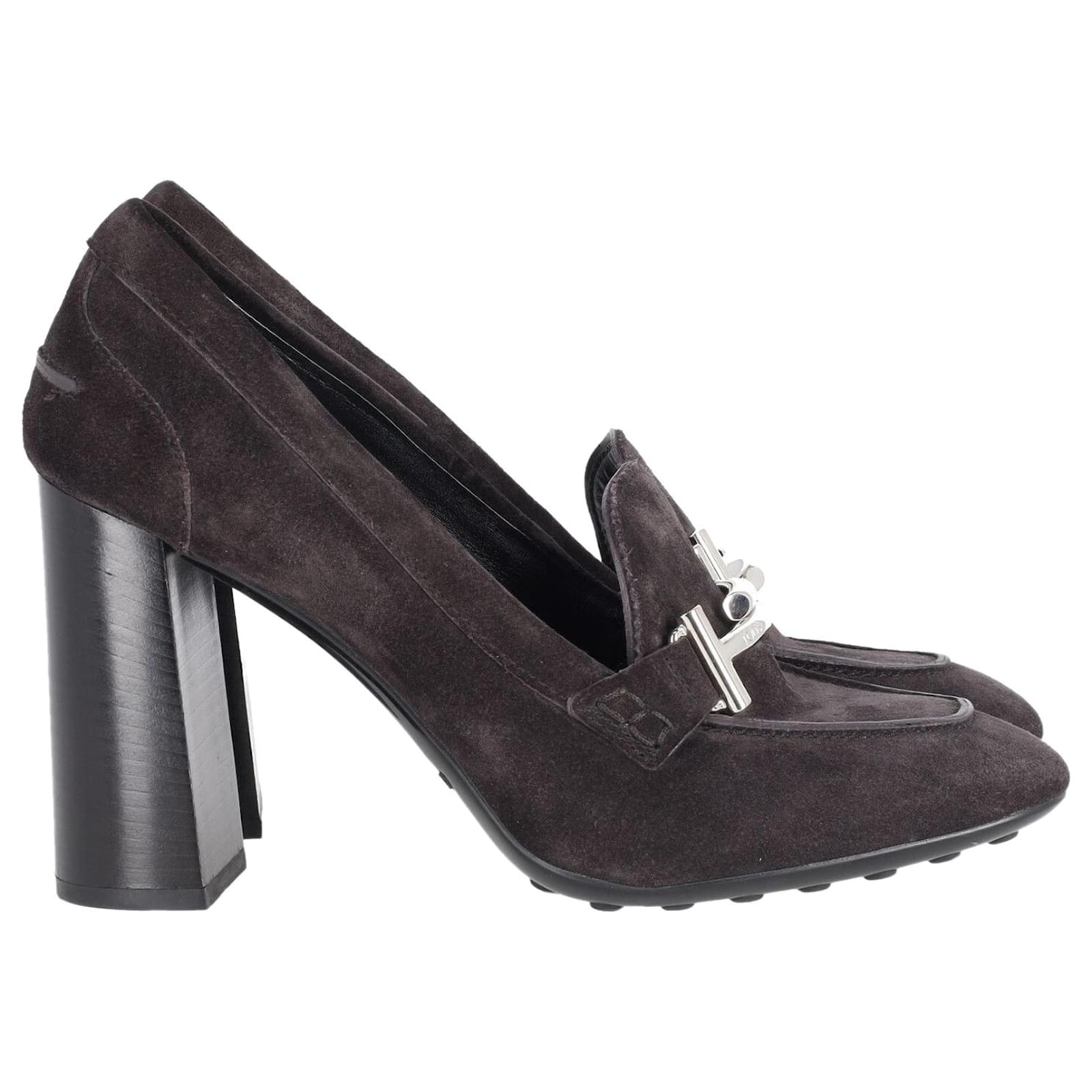 Mocassini con tacco Tod's in camoscio nero Svezia ref.870086