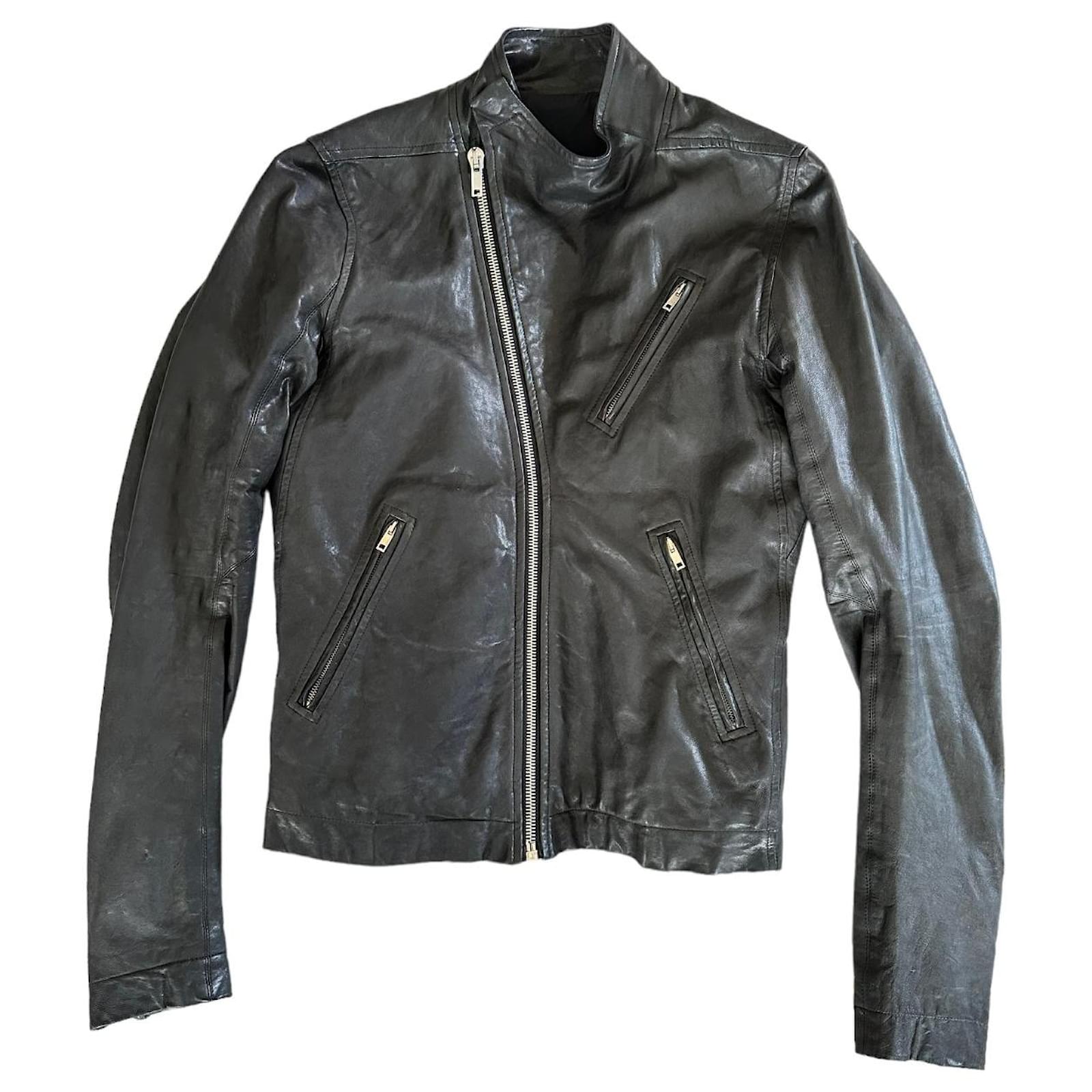 Rick Owens Black lambskin leather biker jacket ref.870361 - Joli