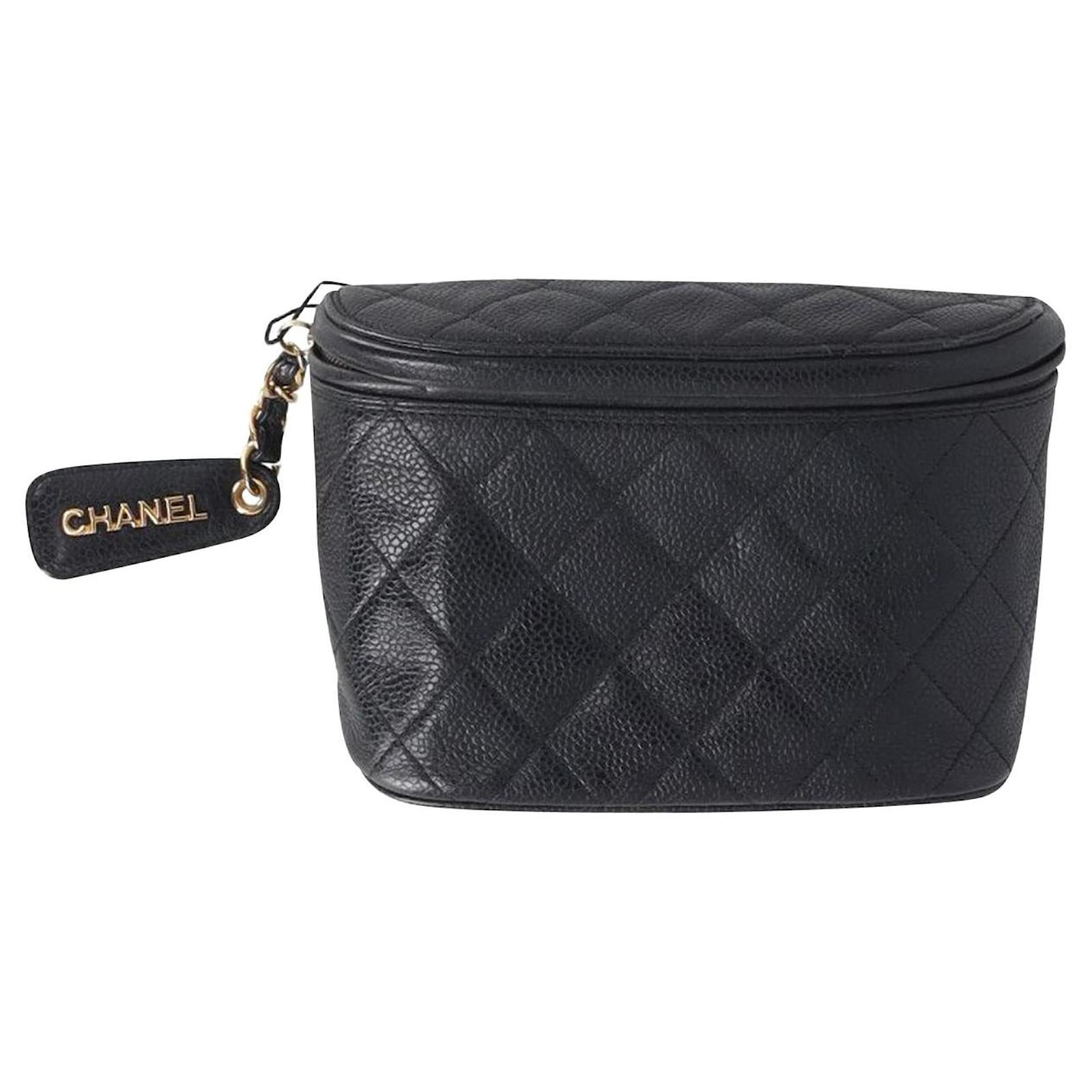 Handbags Chanel Chanel Vintage Belt Bag in Black Caviar Leather Size Unique Inter