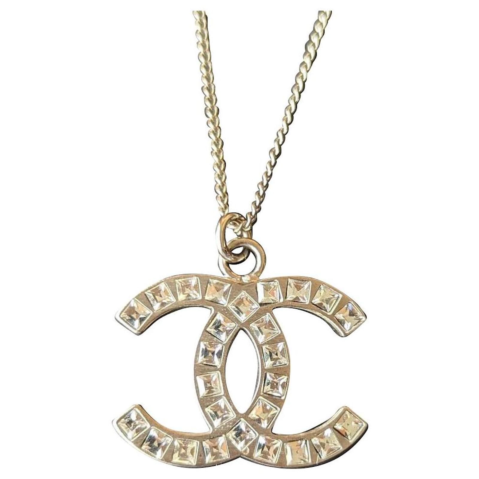 Necklaces Chanel CC B12P Logo Classic Square Crystal Necklace SHW Box Receipt Tag