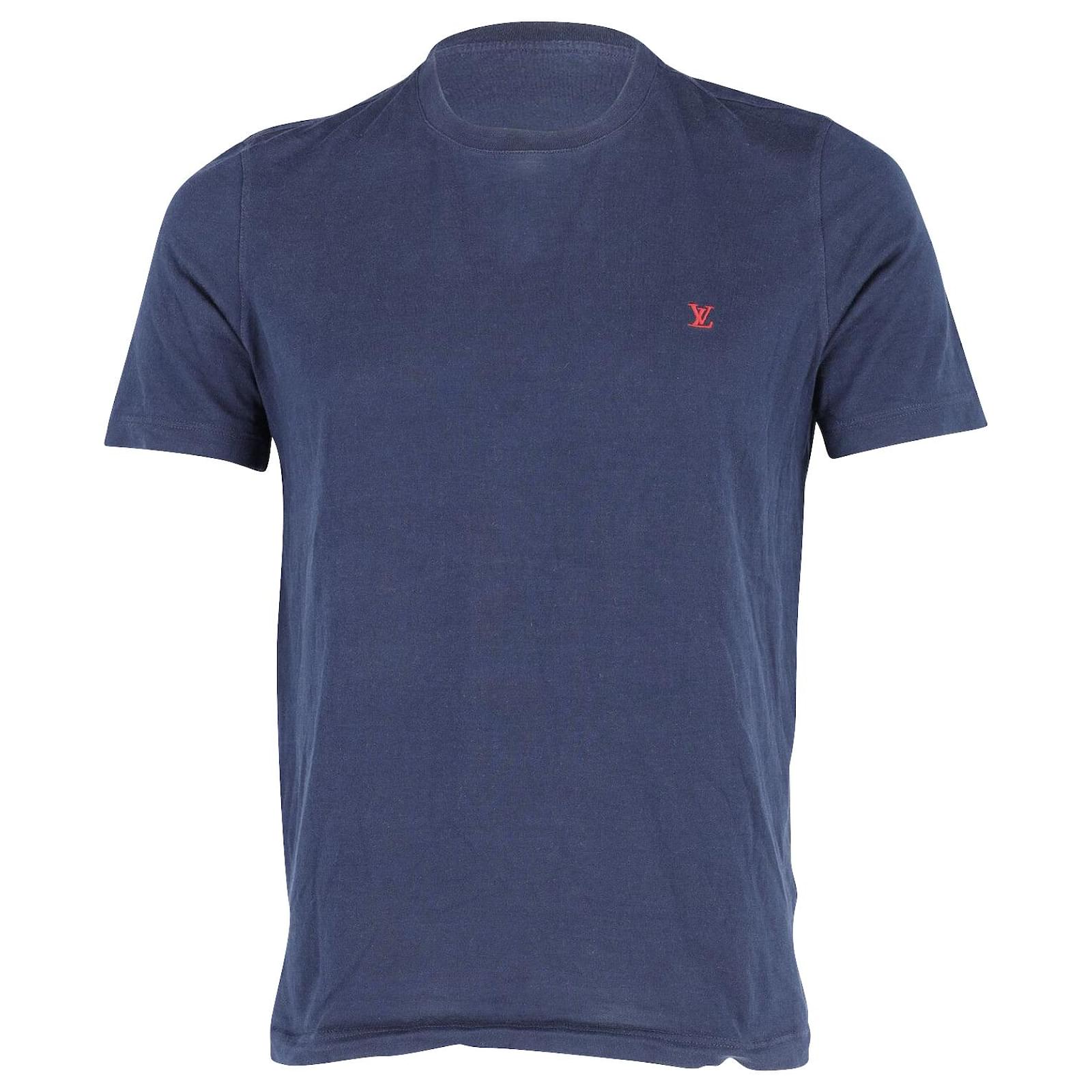 Louis Vuitton Mens Crew Neck T-Shirts, Blue, L