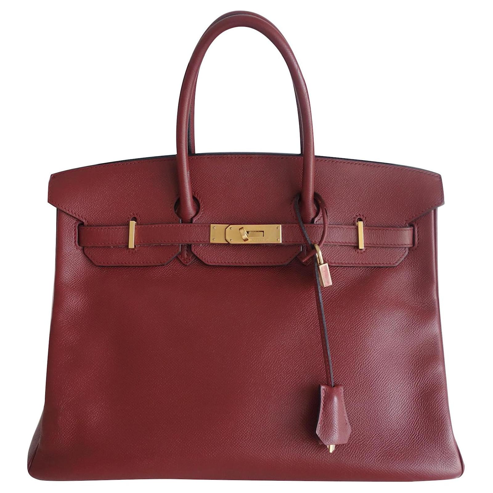 Hermès HERMES BIRKIN BAG 35 Bordeaux Dark red Leather ref.871674 - Joli ...