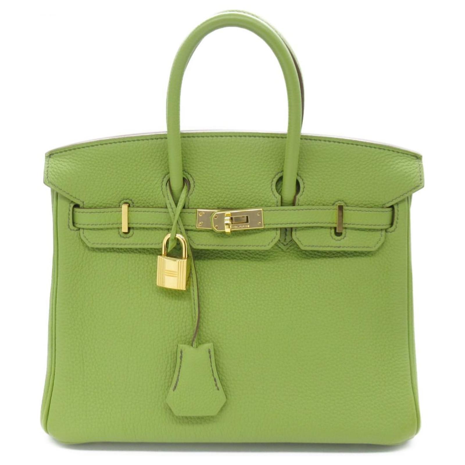 Hermes Birkin 25 Green Leather Handbags  Green leather handbag, Hermes  birkin, Birkin