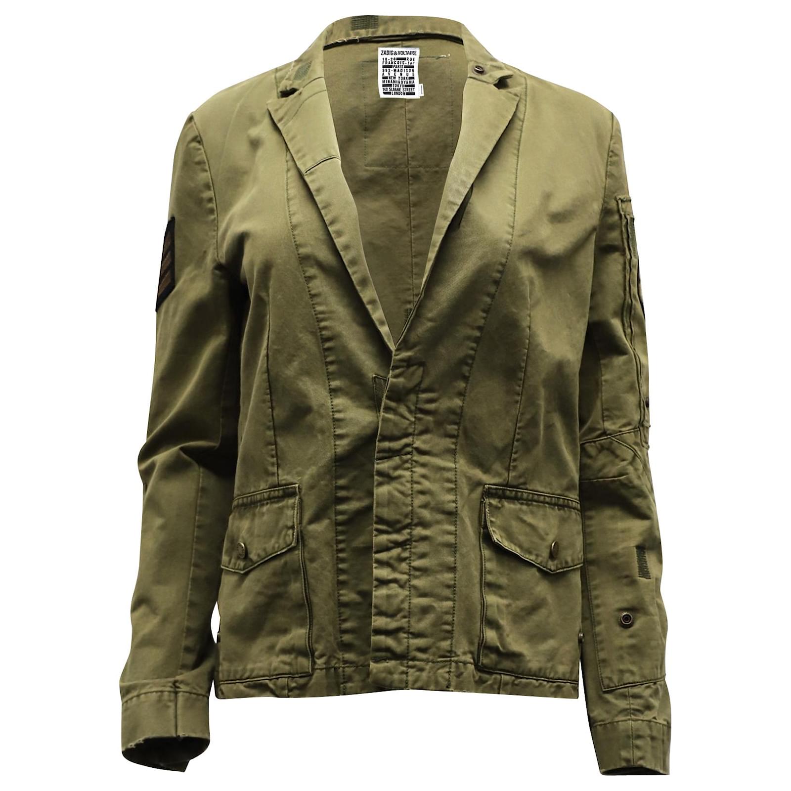 Zadig & Voltaire Virginia Grunge Military Jacket in Olive