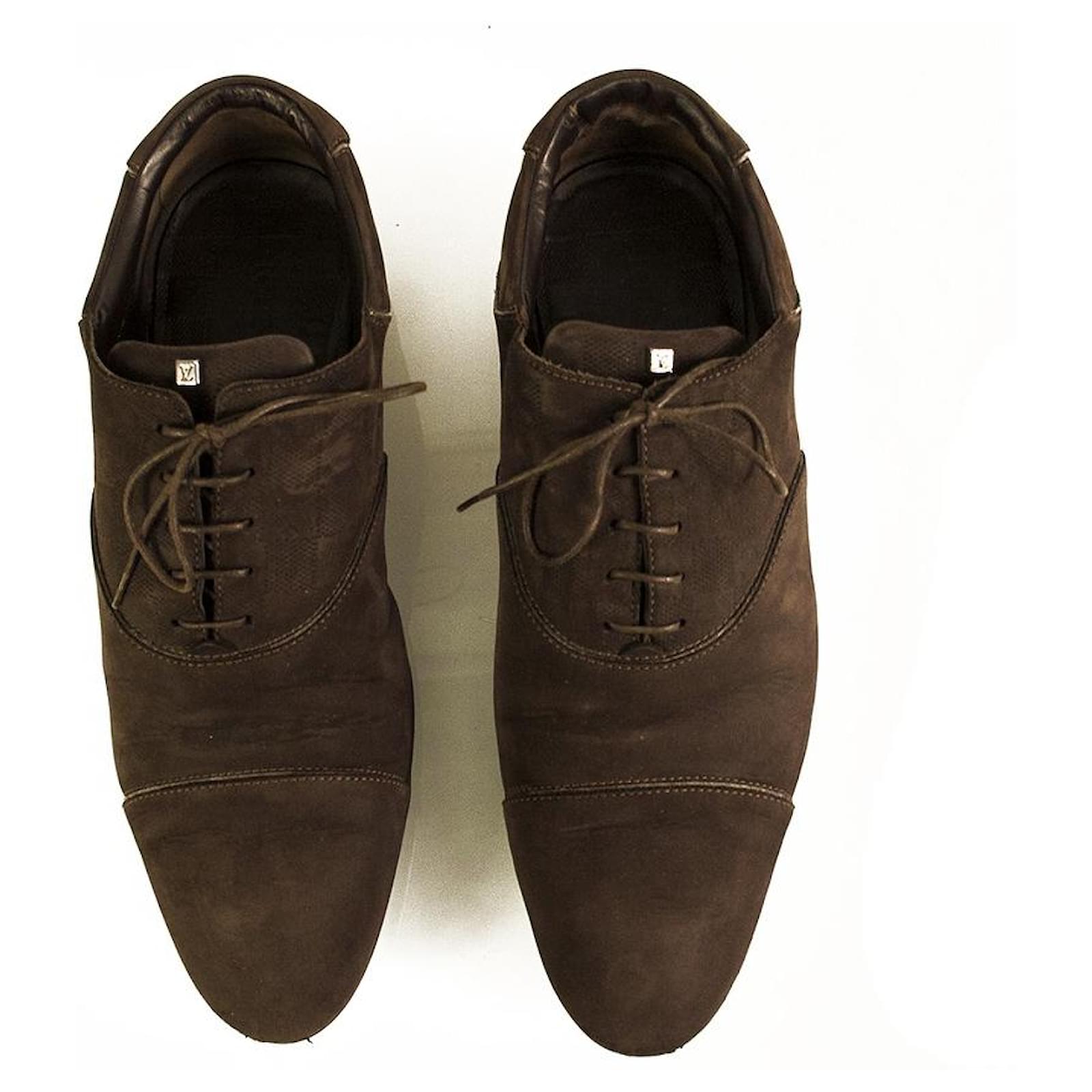 Louis Vuitton Men's Brown Damier Embossed Oxfords Rubber Sole Lace Up Shoes  8 Suede ref.873597 - Joli Closet