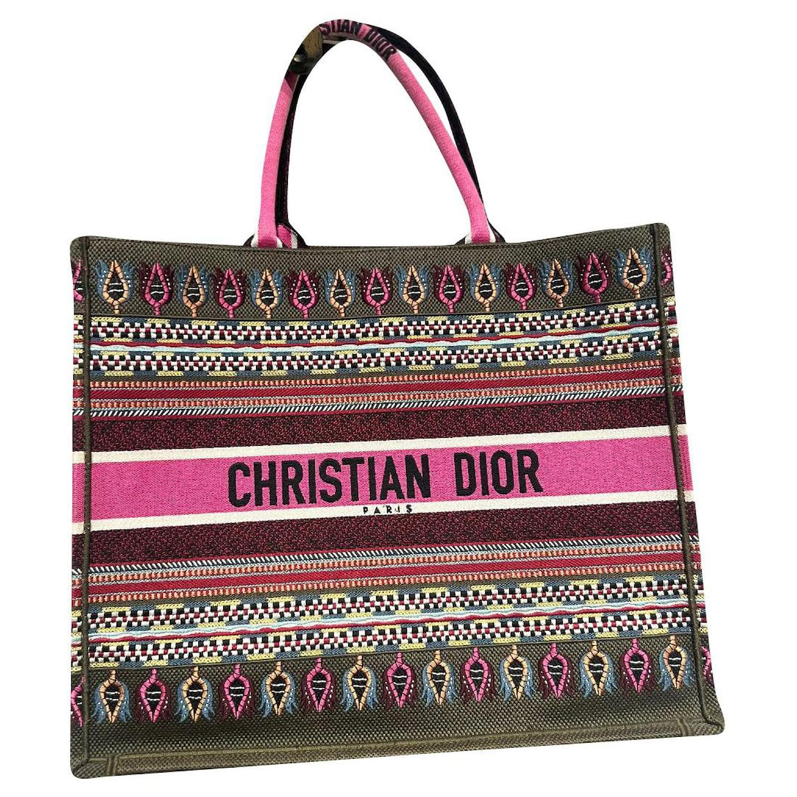 Christian Dior Totes Pink Green Cloth ref.873670 - Joli Closet