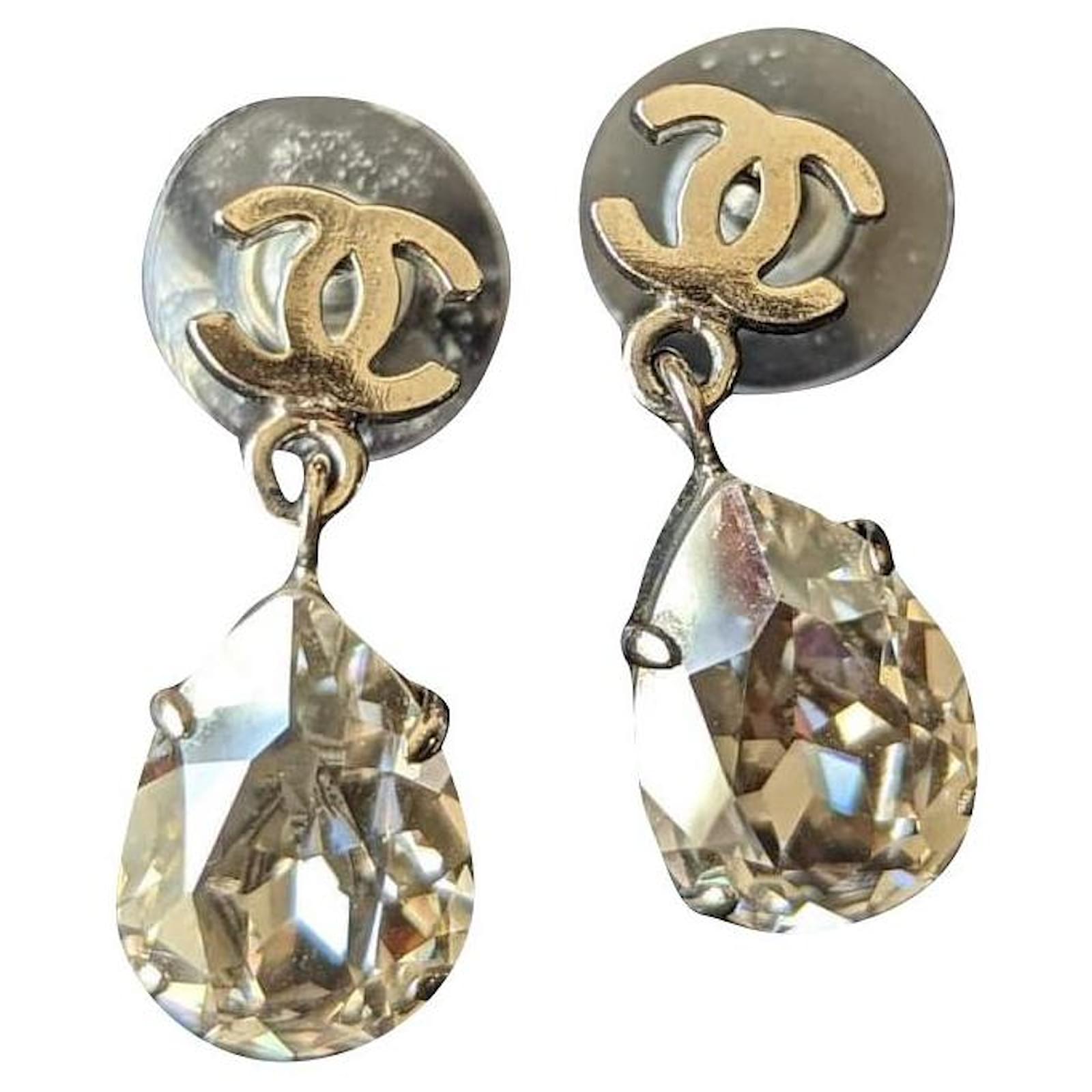 Chanel Boucles Oreille Pink Crystal Enamel Earring