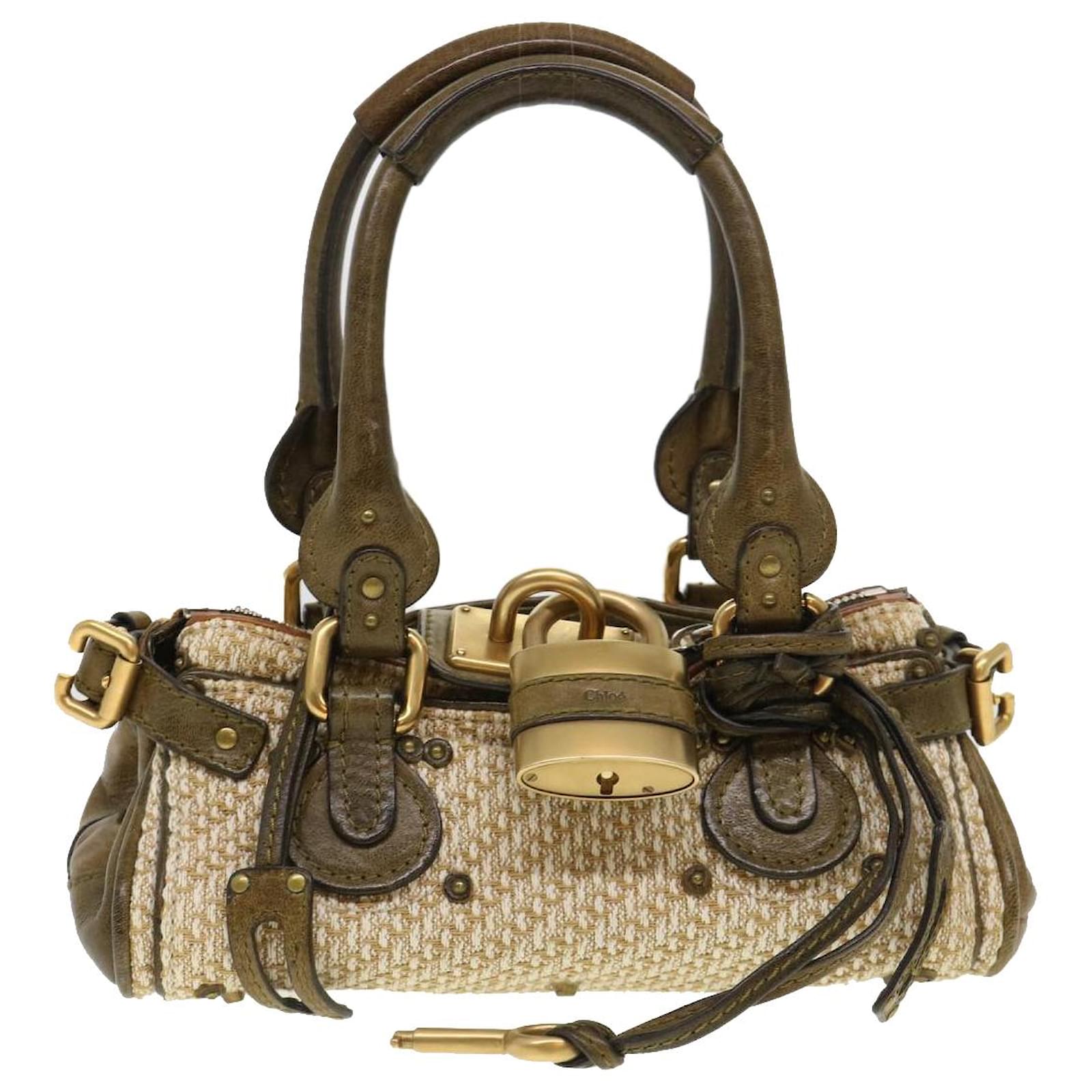 Chloé Chloe Paddington Hand Bag Canvas Beige 03-07-51-5267 Auth