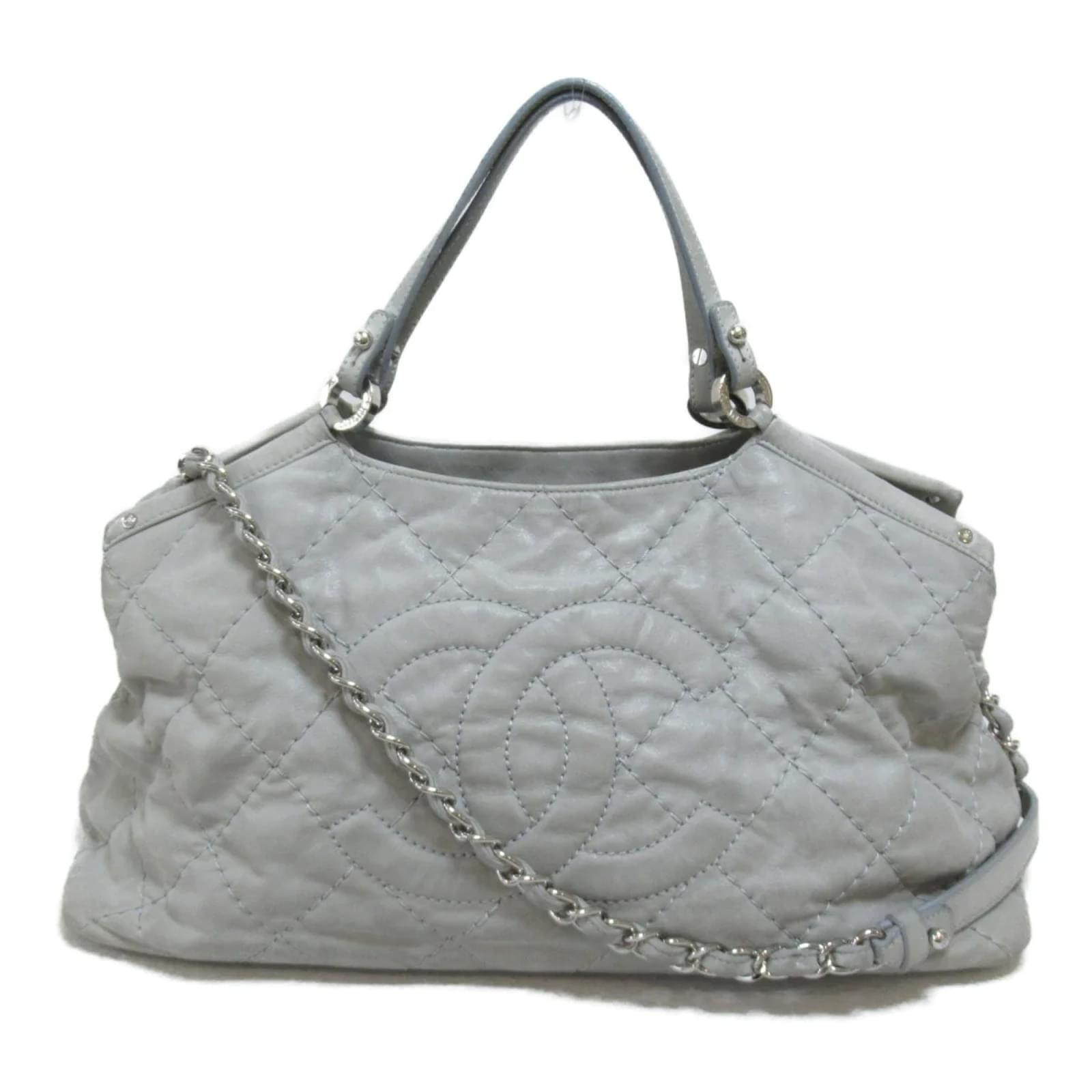 Chanel CC Quilted Leather Sea Hit Tote Grey Pony style calfskin ref.874092 Joli Closet