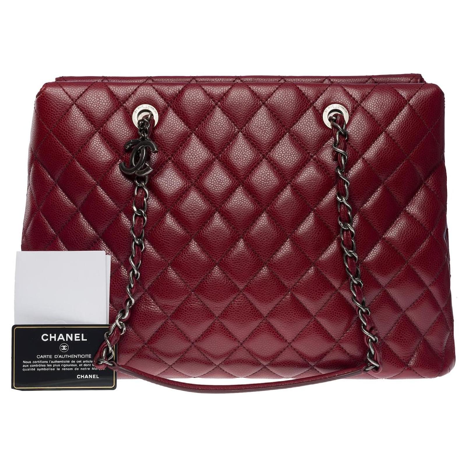 Chanel Shopping tote bag in burgundy caviar leather - 101154 Dark red  ref.874390 - Joli Closet