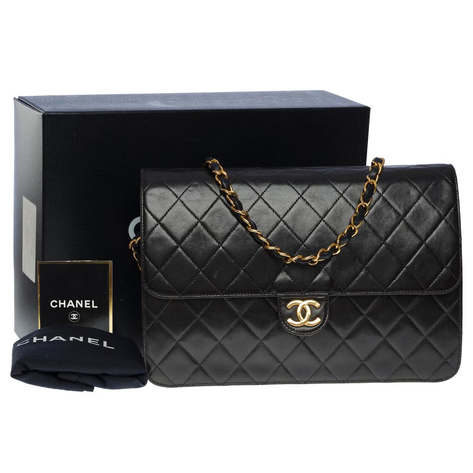 Chanel Vintage Chanel Black Quilted Leather Shoulder Pochette Bag