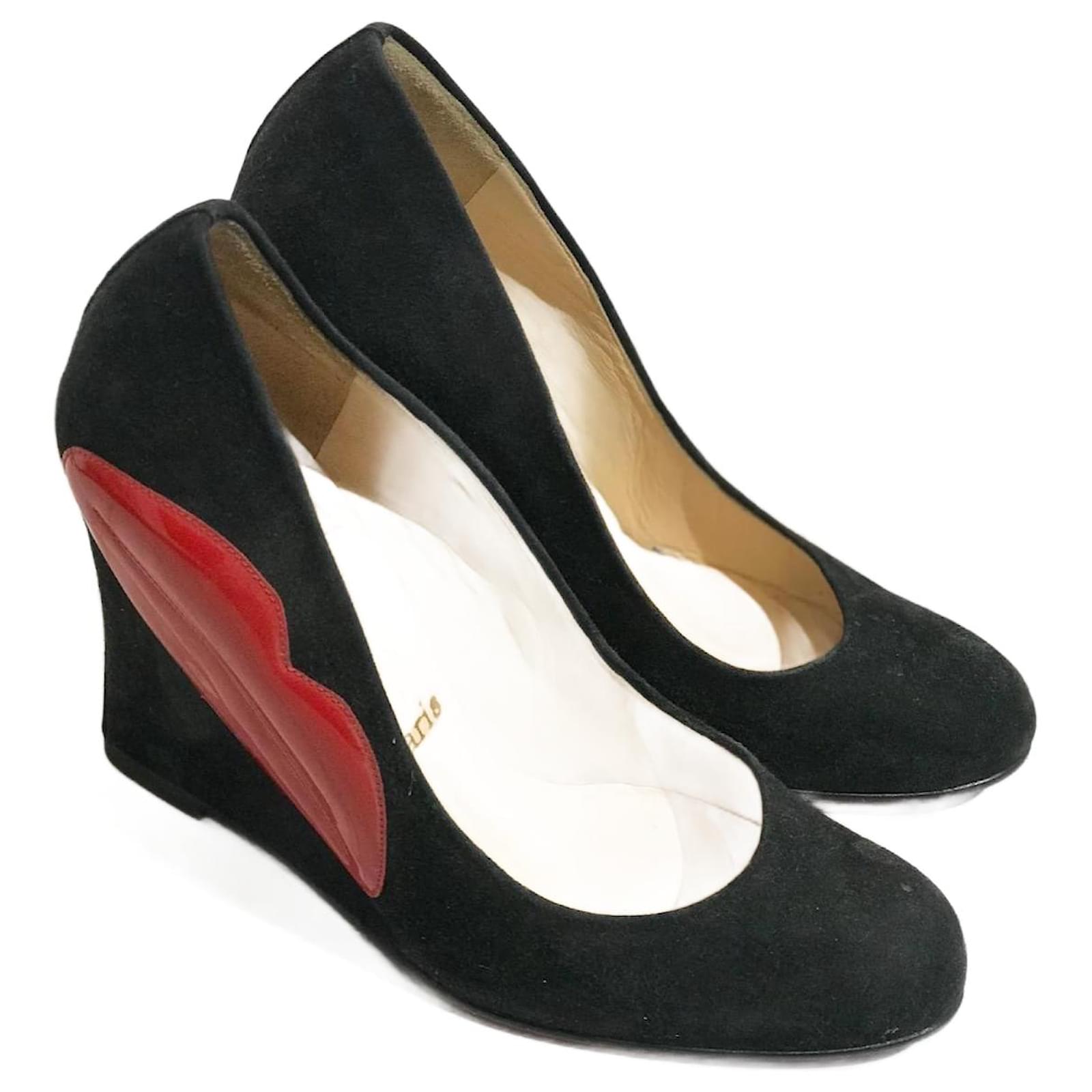 CHRISTIAN LOUBOUTIN Heels T.EU 36.5 Suede Black ref.874421 - Joli