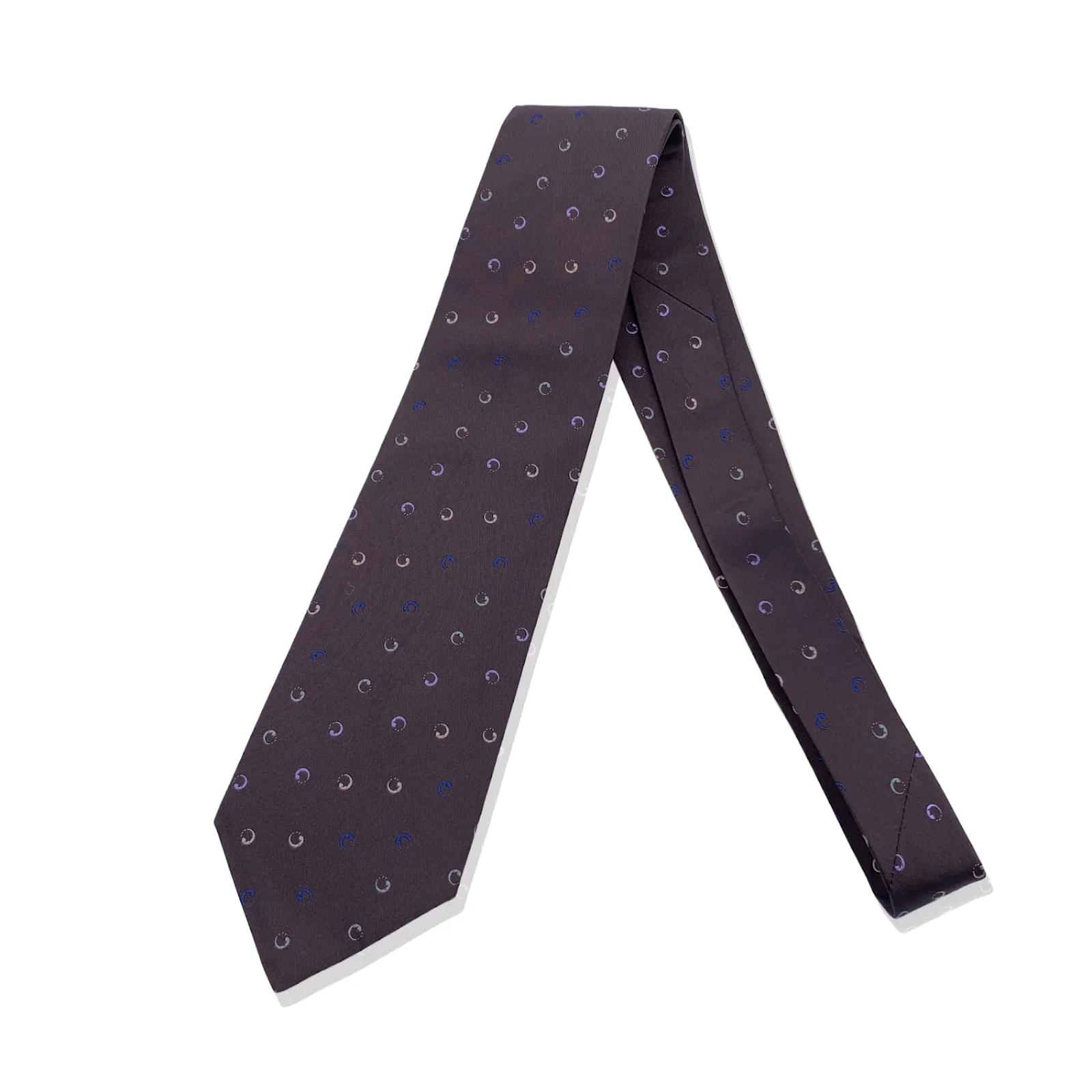 Hermès Hermes Paris Brown Silk Geometric Round Pattern Neck Tie ref.874593  - Joli Closet