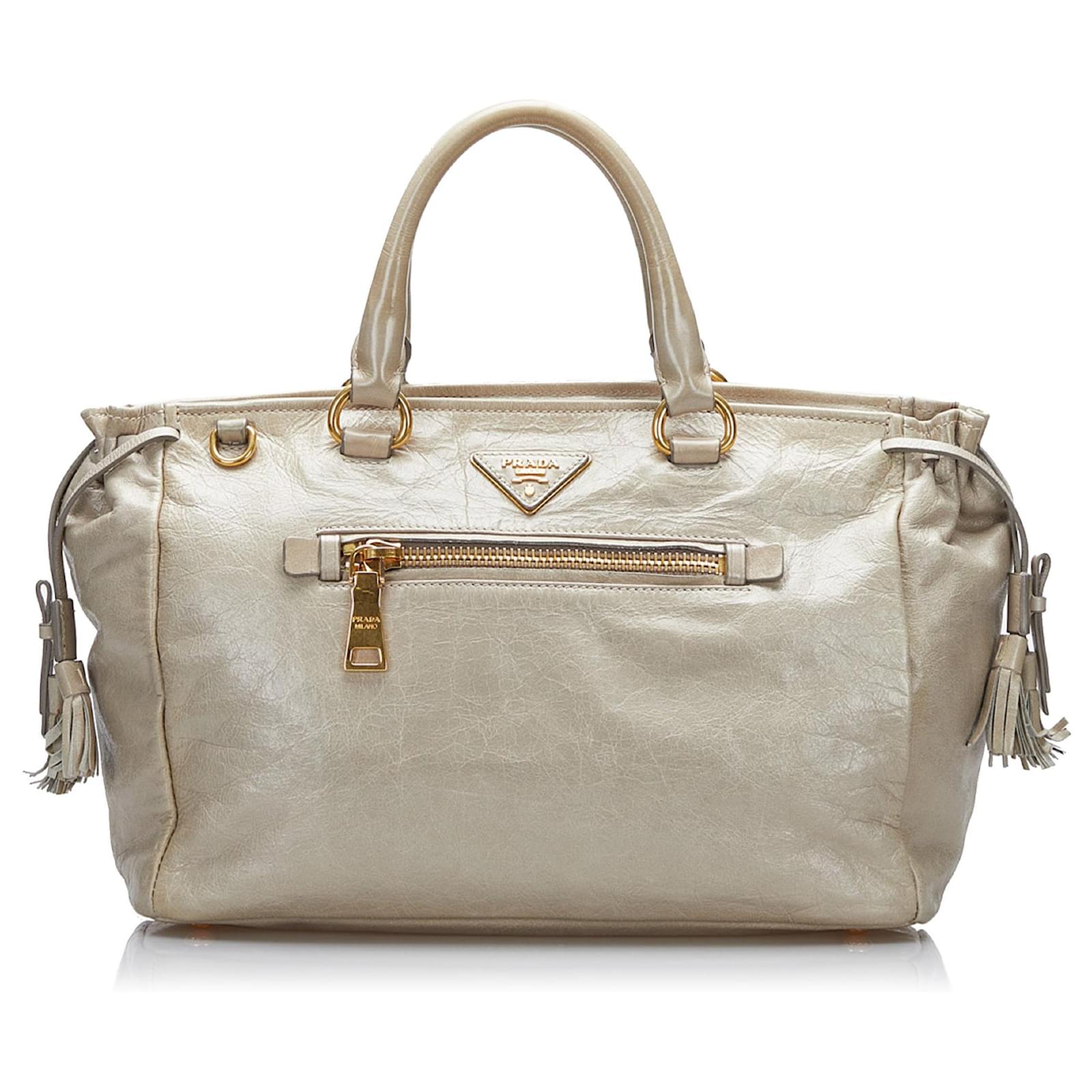 Brown Prada Vitello Shine Satchel