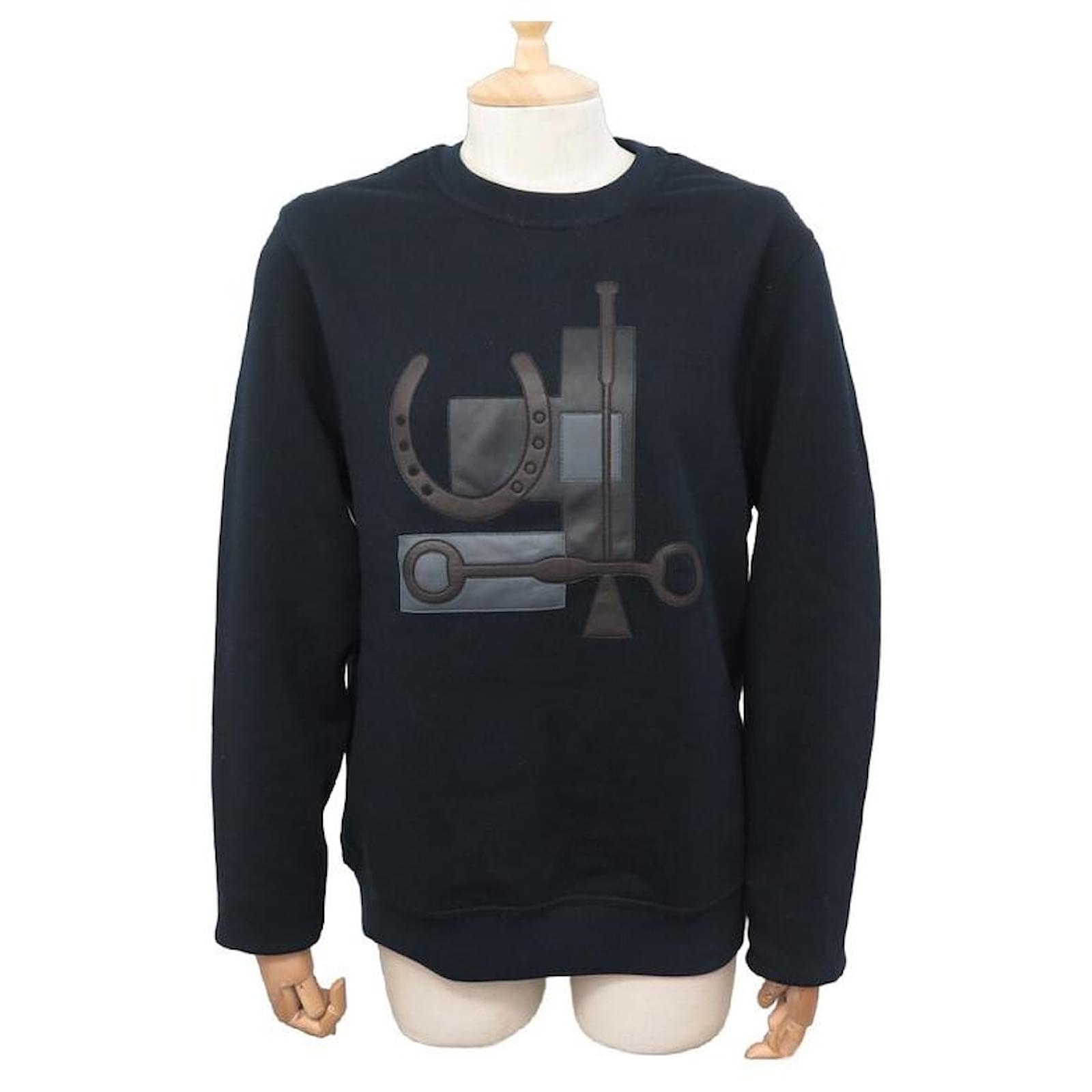 Hermès NEUF PULL HERMES PATCH CUIR DETAILS EQUITATION S 46 COTON