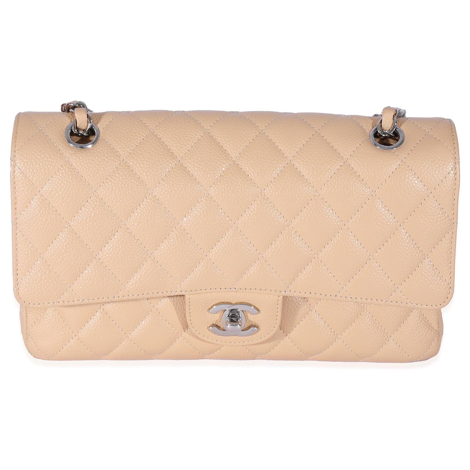 Timeless Chanel Beige Caviar Medium Classic Double Flap Bag Leather  ref.875738 - Joli Closet