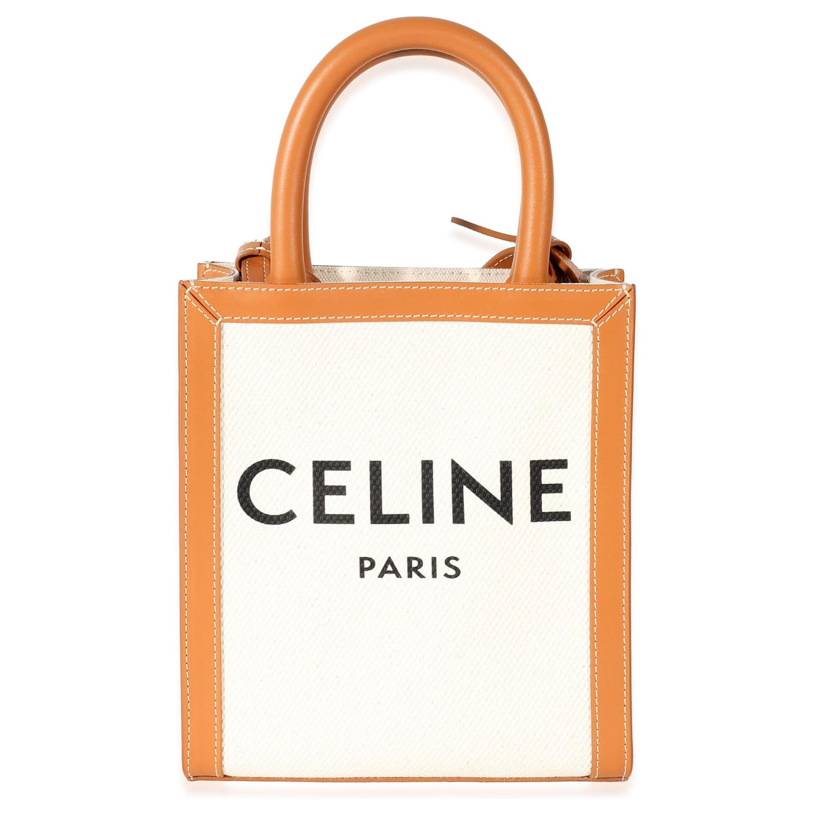 Celine Mini Vertical Cabas In Canvas and Calfskin