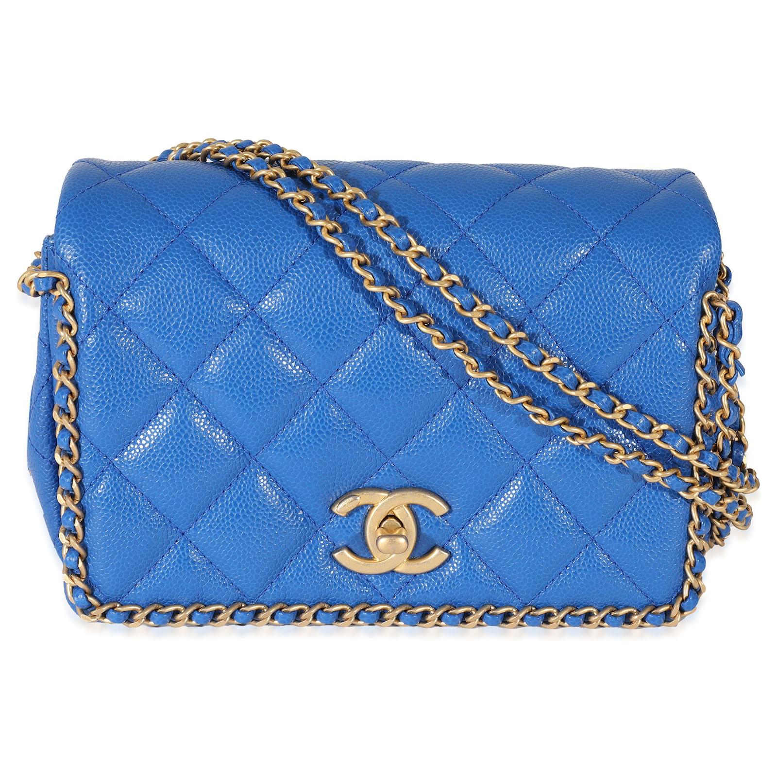 Timeless Chanel 22B Dark Blue Caviar Chain Around Flap Bag Leather  ref.875770 - Joli Closet