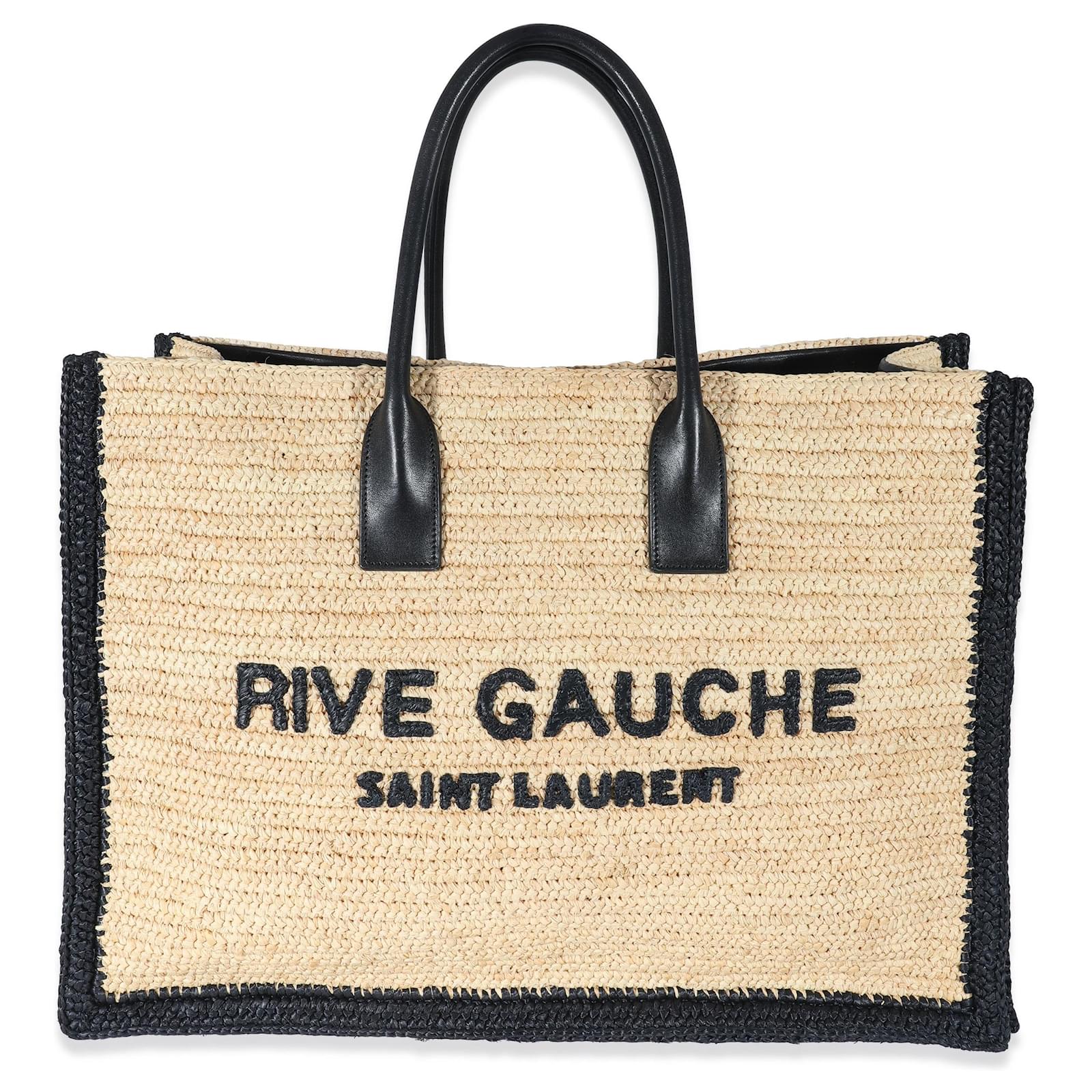 Saint Laurent Rive Gauche Small Canvas Tote Bag In Neutral