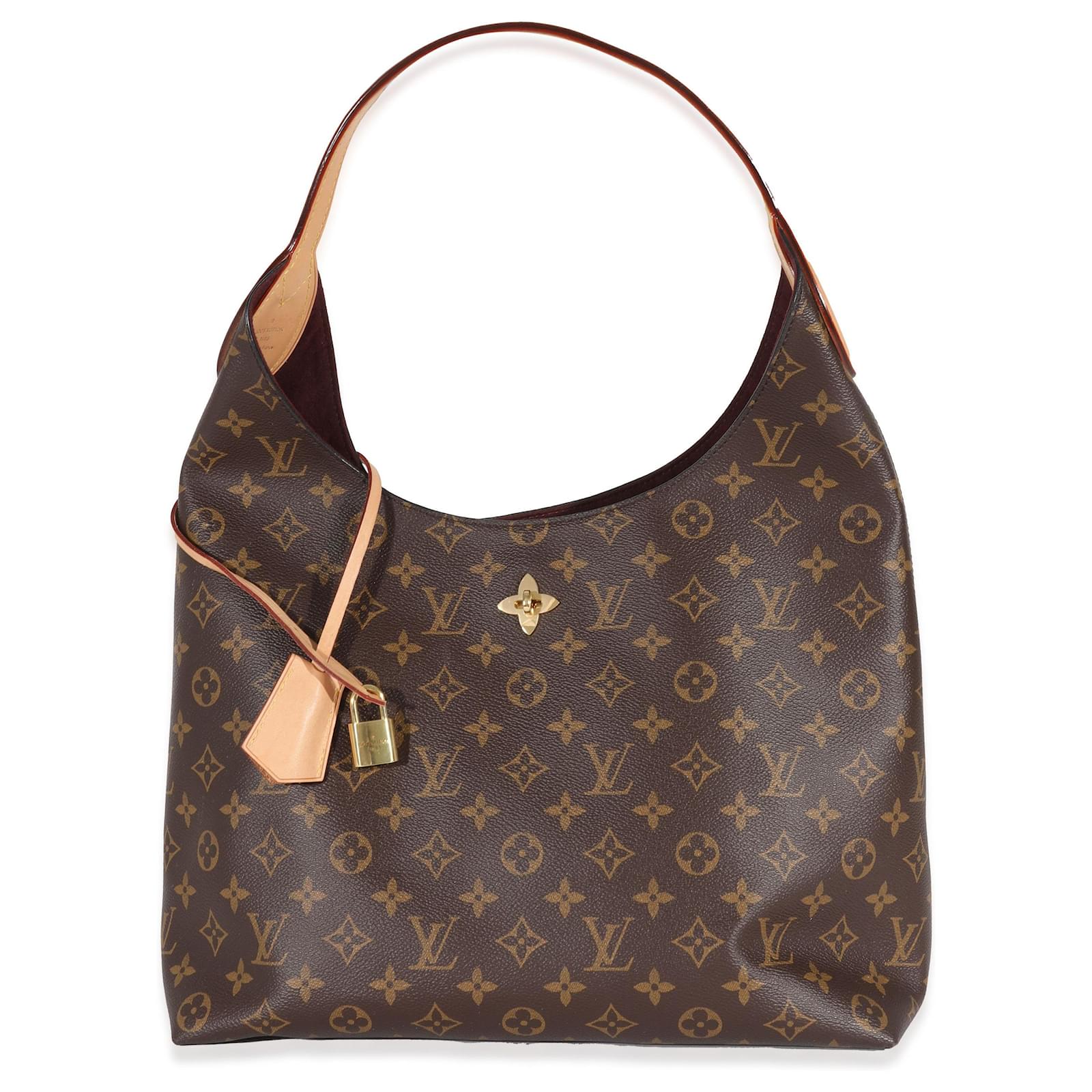 Louis Vuitton Monogram Flower Hobo Shoulder Bag Canvas Leather