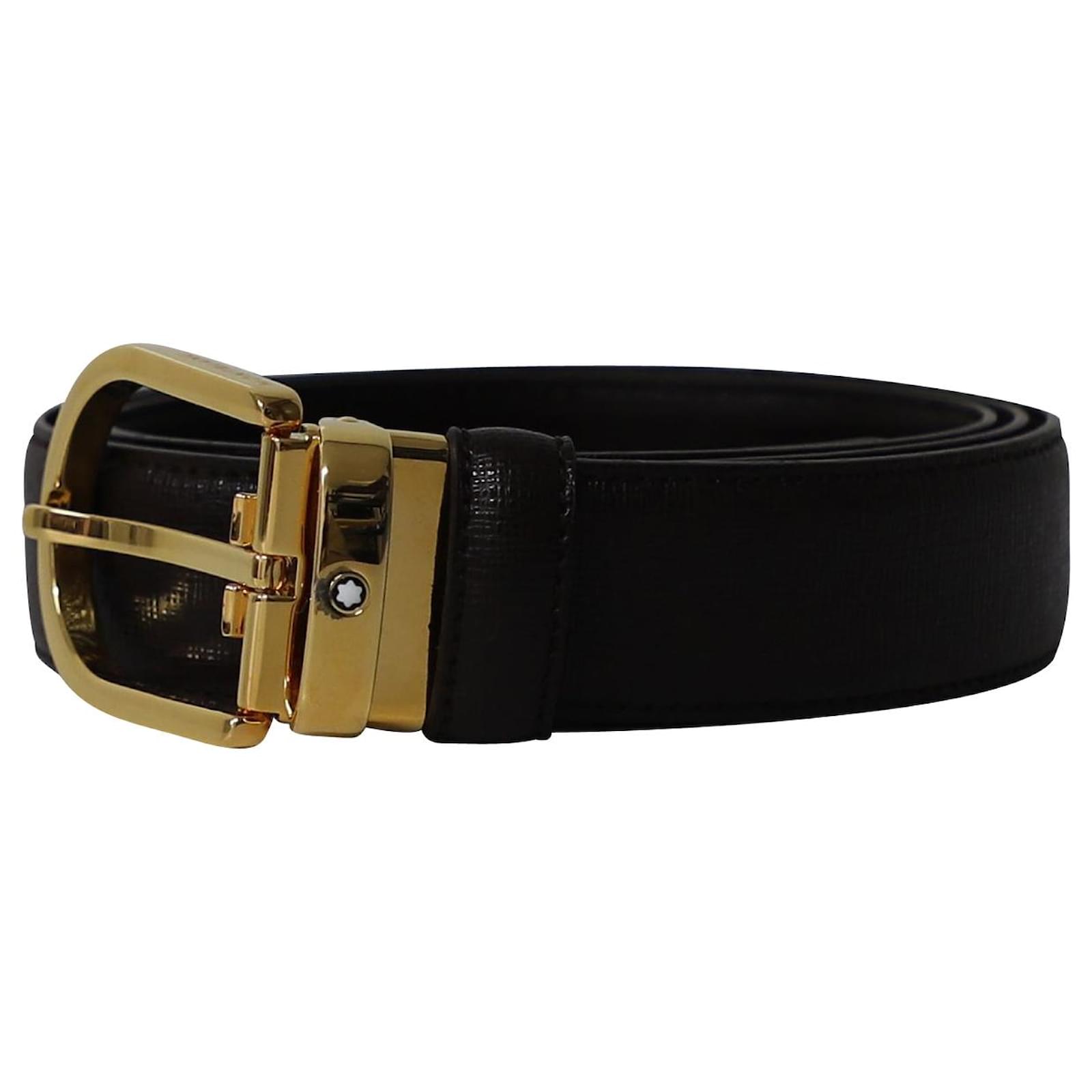 Leather belt with engraved logo